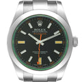 Rolex Milgauss Black Dial Green Crystal Steel Mens Watch 116400 Unworn