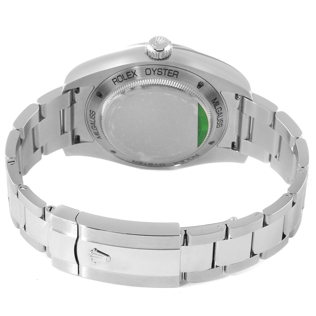 Rolex Milgauss Black Dial Green Crystal Steel Mens Watch 116400 Unworn