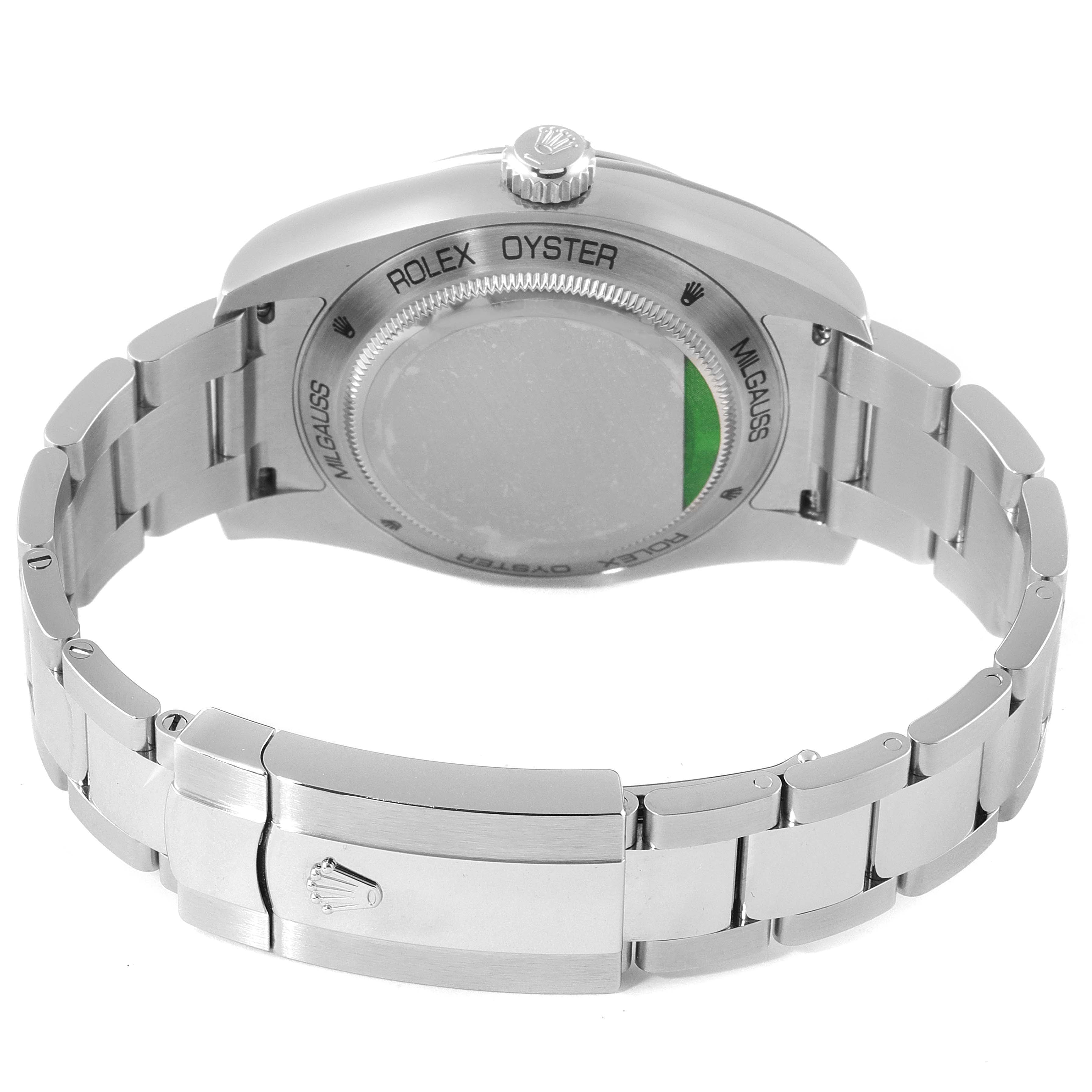 Rolex Milgauss Black Dial Green Crystal Steel Mens Watch 116400 Unworn