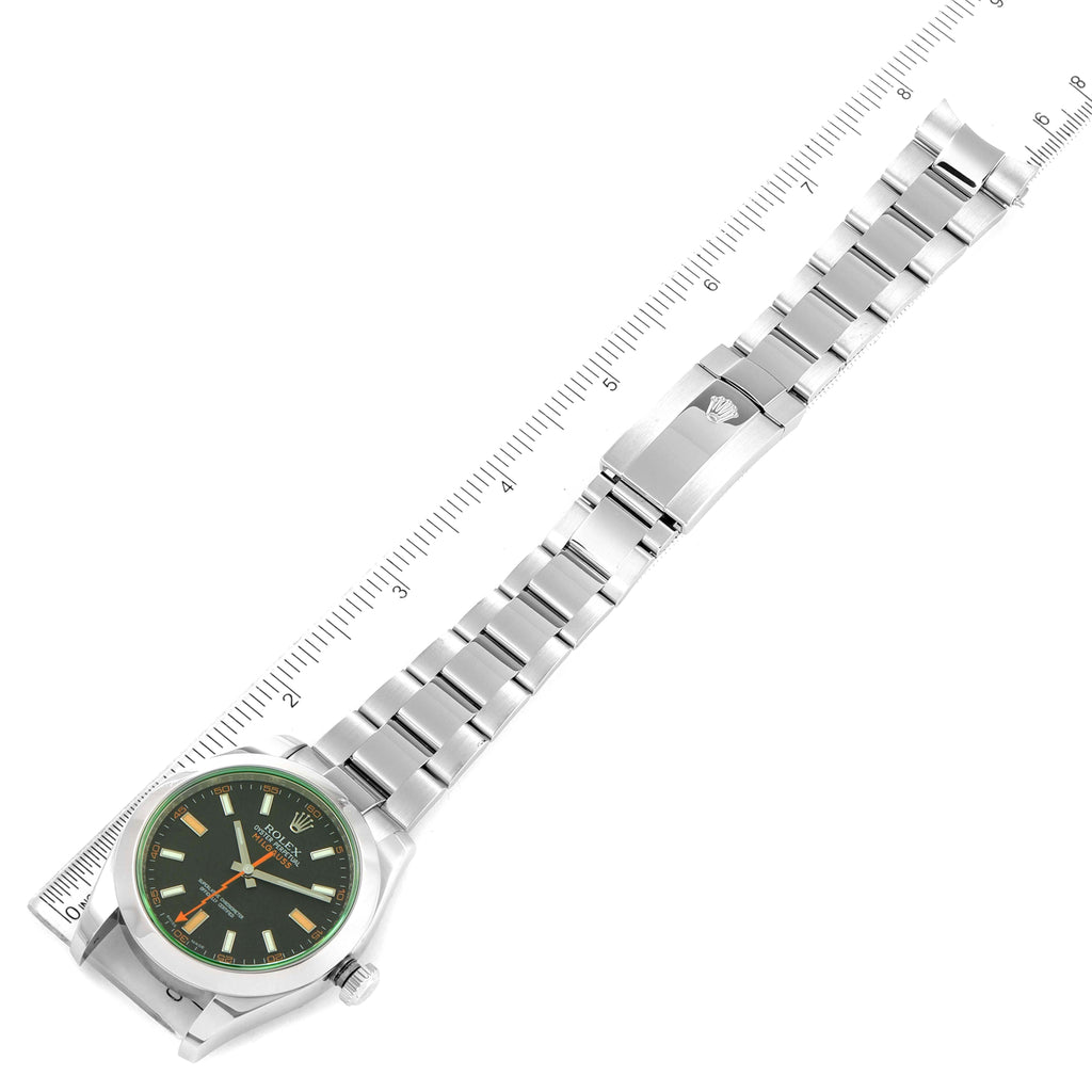 Rolex Milgauss Black Dial Green Crystal Steel Mens Watch 116400V