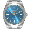 Rolex Milgauss Blue Dial Green Crystal Steel Mens Watch 116400GV Unworn