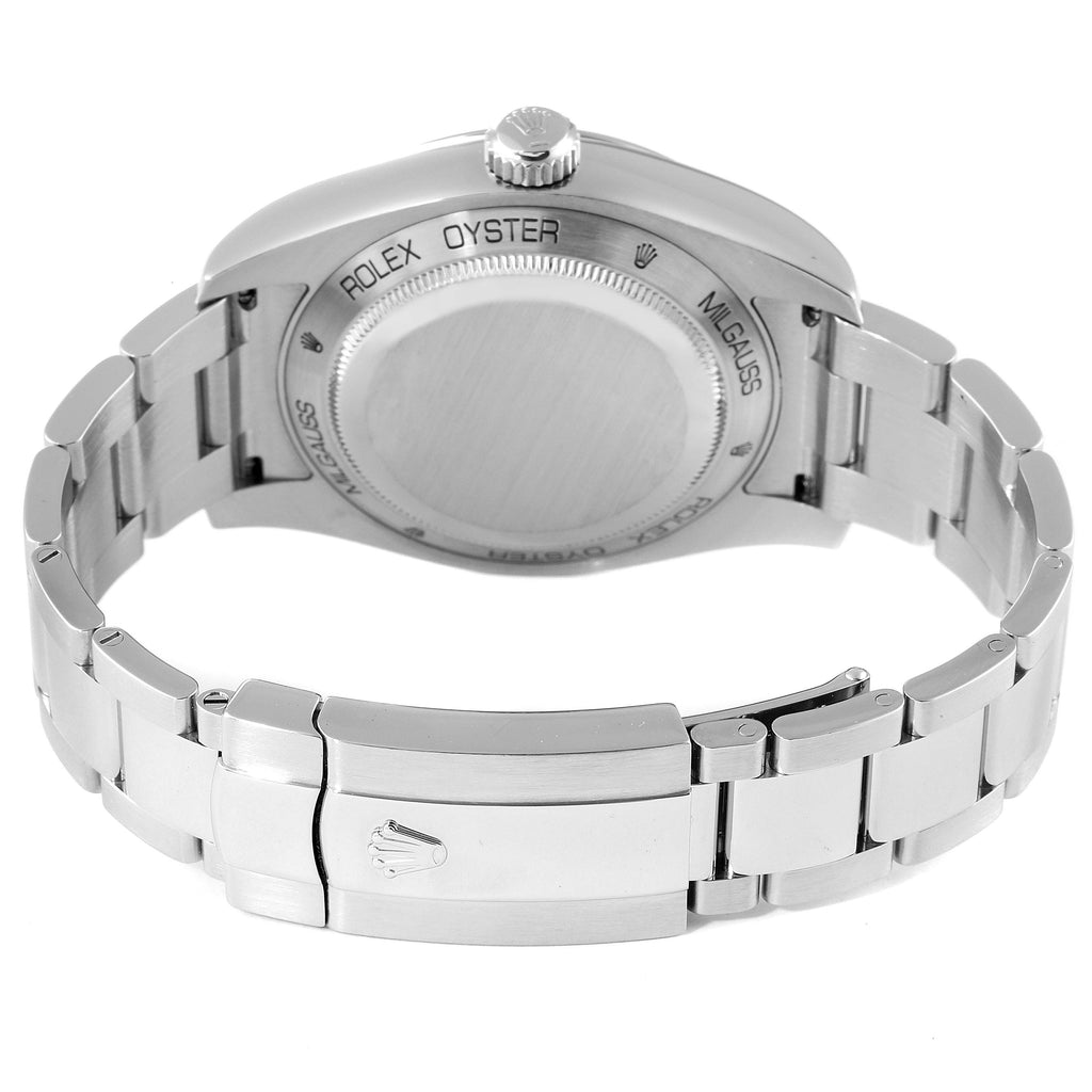Rolex Milgauss Steel Blue Dial Green Crystal Mens Watch 116400