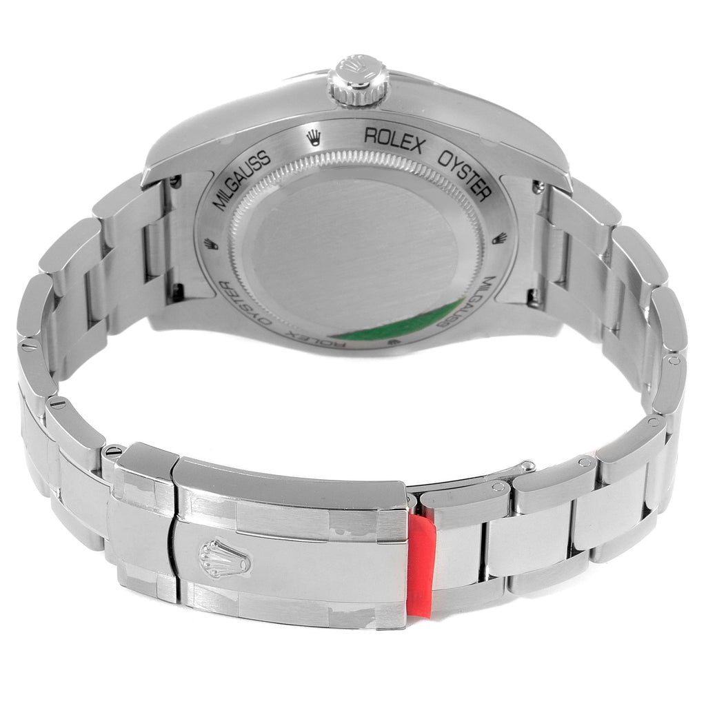 Rolex Milgauss Steel Blue Dial Green Crystal Mens Watch 116400 Unworn