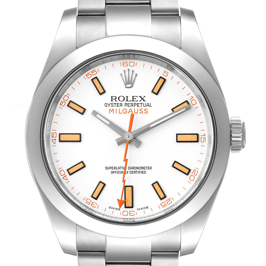 Rolex Milgauss White Dial Stainless Steel Mens Watch 116400