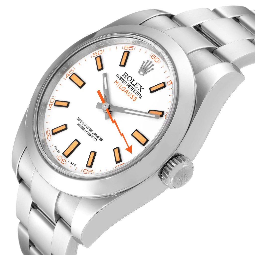 Rolex Milgauss White Dial Stainless Steel Mens Watch 116400