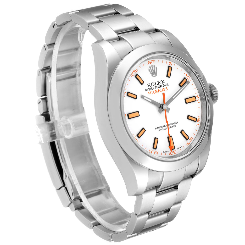 Rolex Milgauss White Dial Stainless Steel Mens Watch 116400
