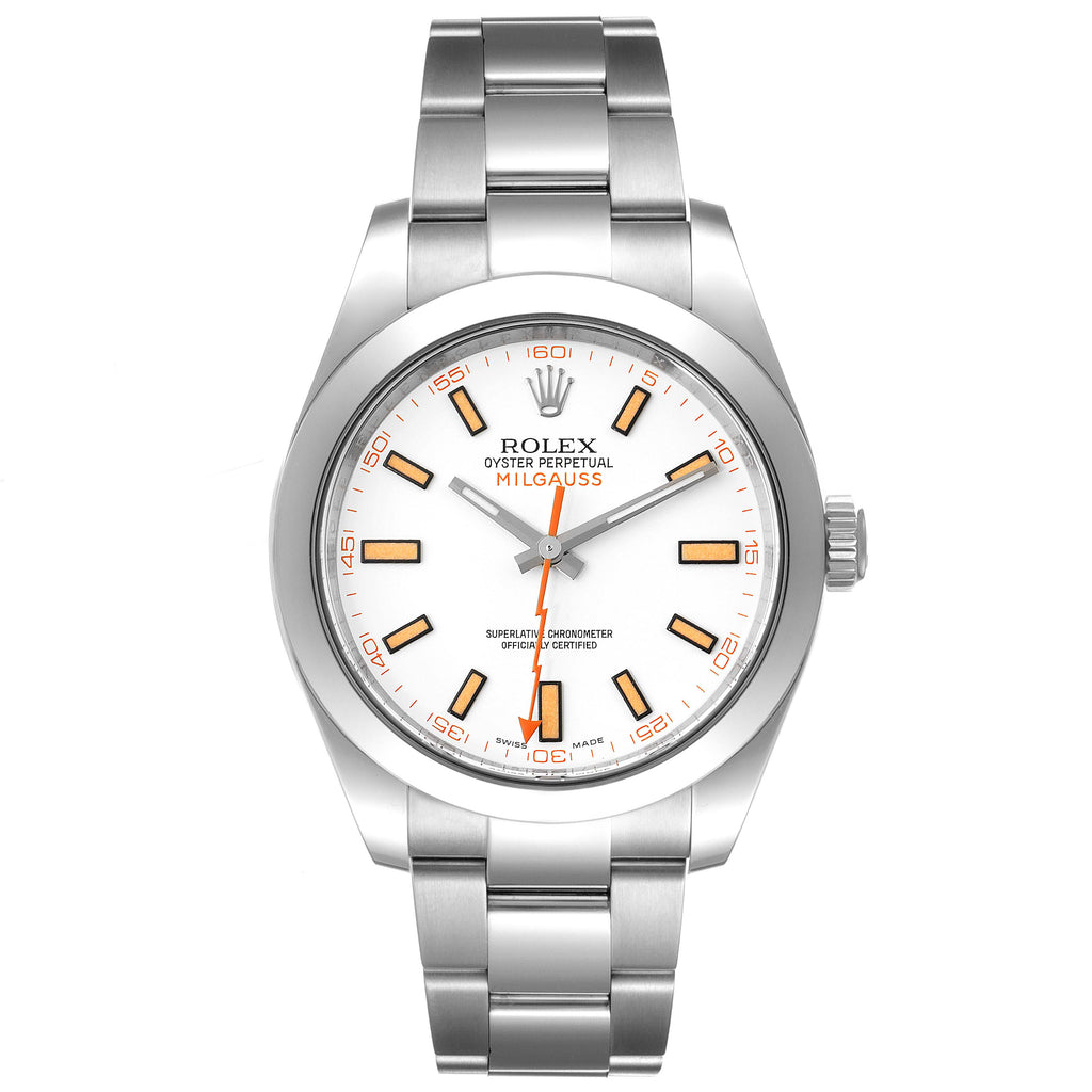 Rolex Milgauss White Dial Stainless Steel Mens Watch 116400