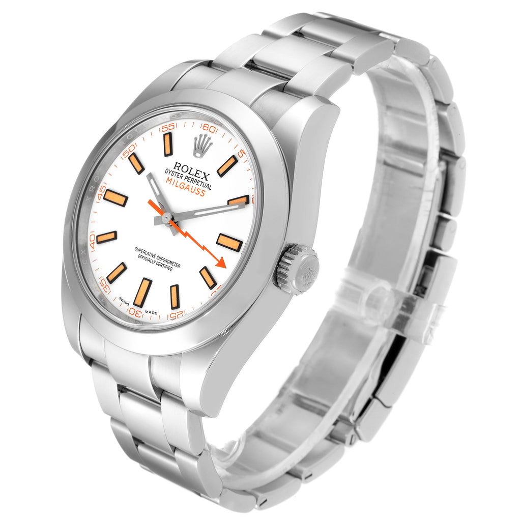 Rolex Milgauss White Dial Stainless Steel Mens Watch 116400