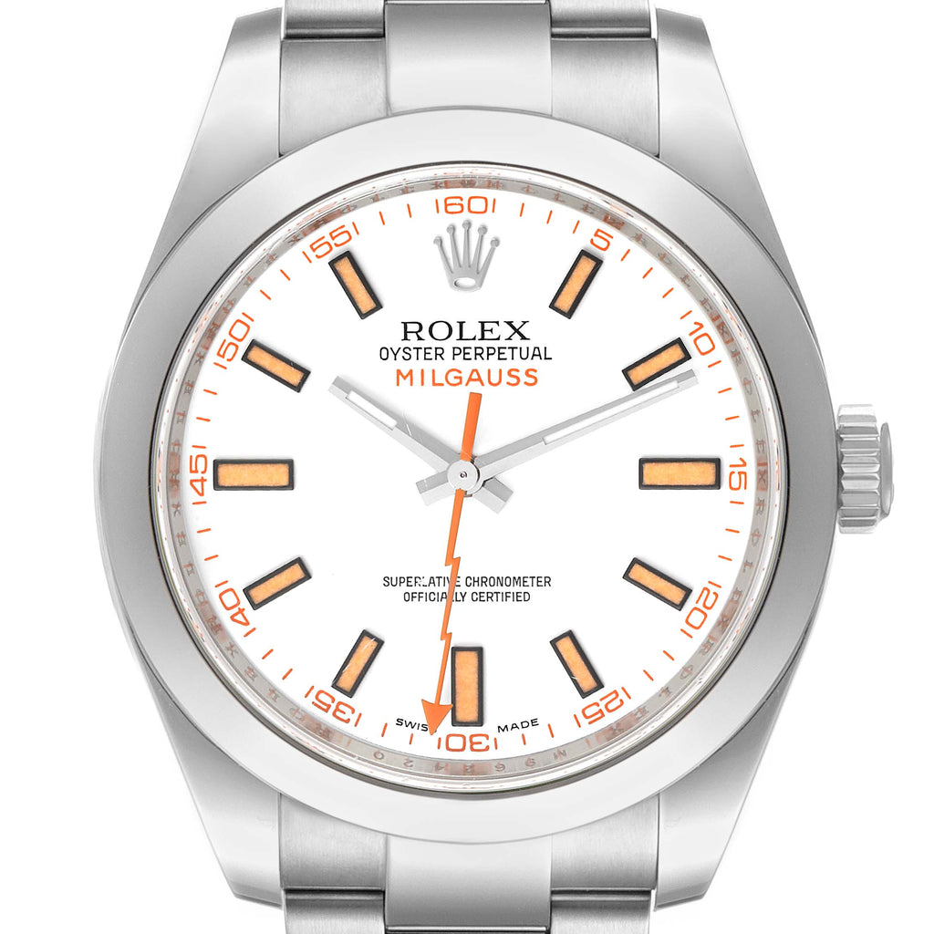 Rolex Milgauss White Dial Stainless Steel Mens Watch 116400V