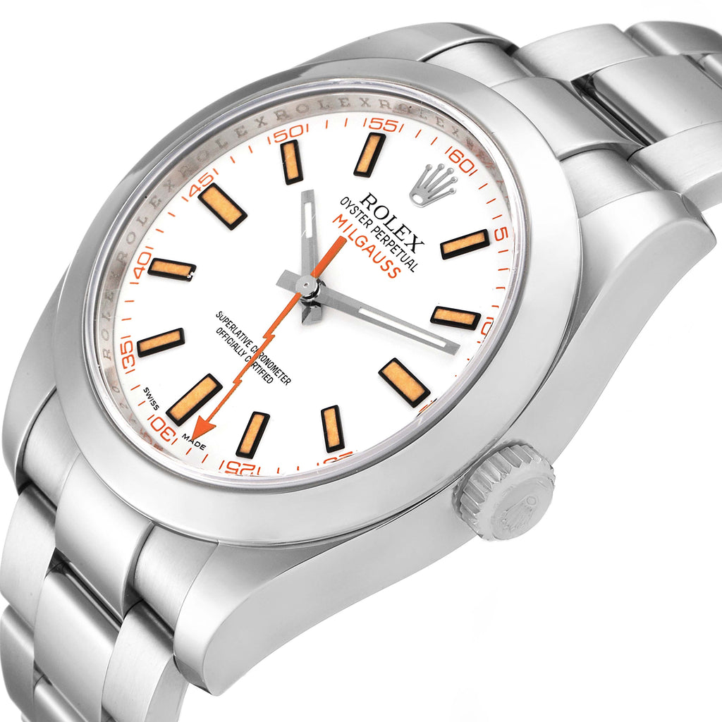 Rolex Milgauss White Dial Stainless Steel Mens Watch 116400V