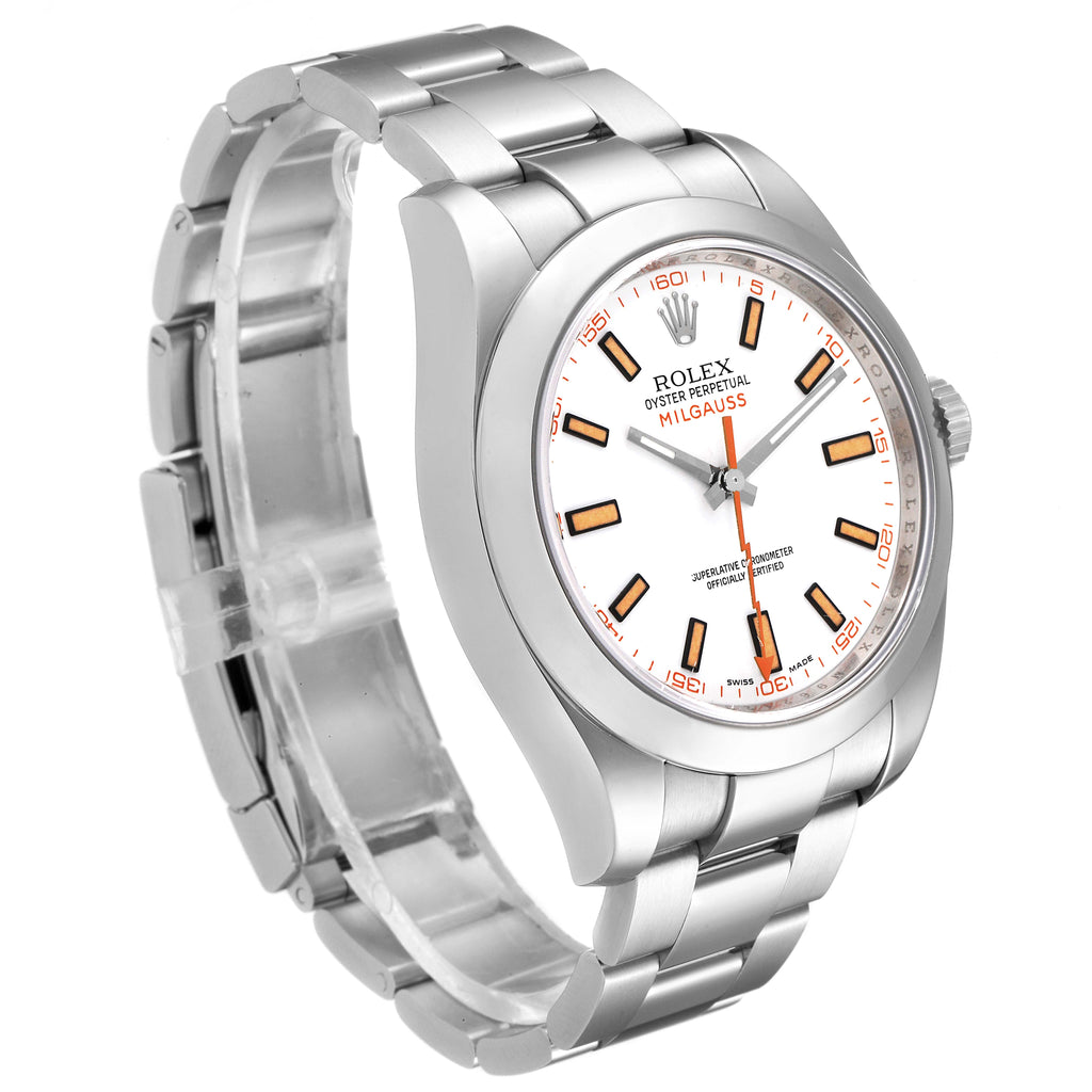 Rolex Milgauss White Dial Stainless Steel Mens Watch 116400V