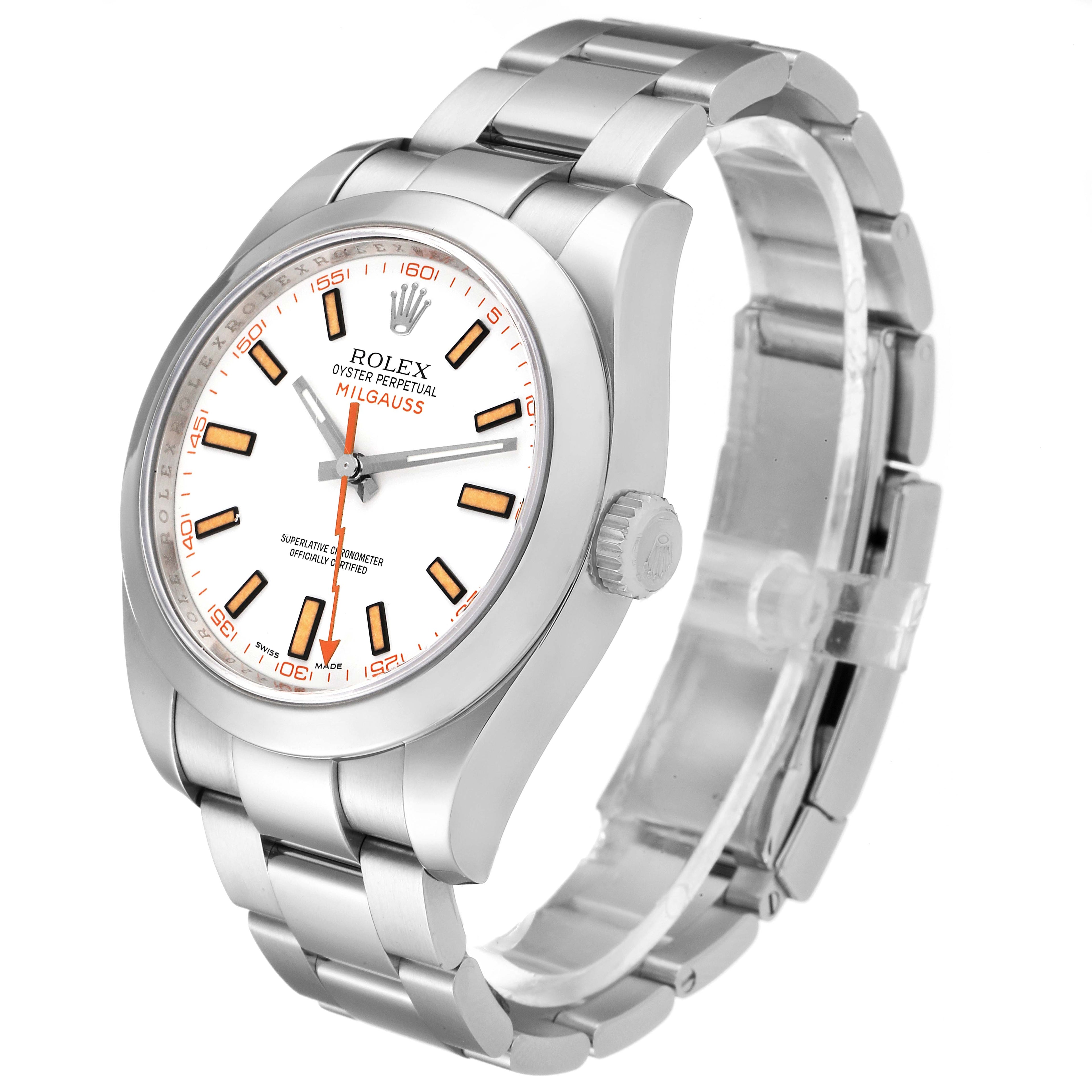 Rolex Milgauss White Dial Stainless Steel Mens Watch 116400V