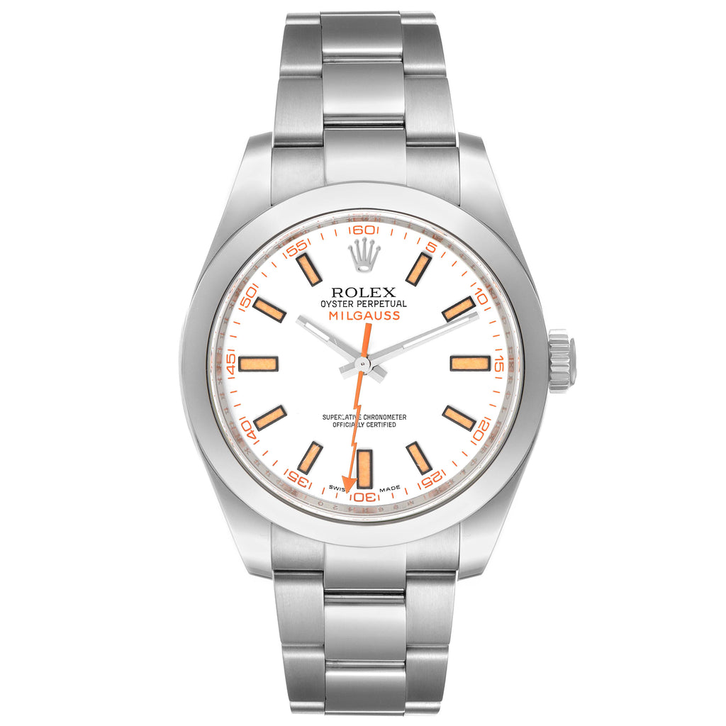 Rolex Milgauss White Dial Stainless Steel Mens Watch 116400V