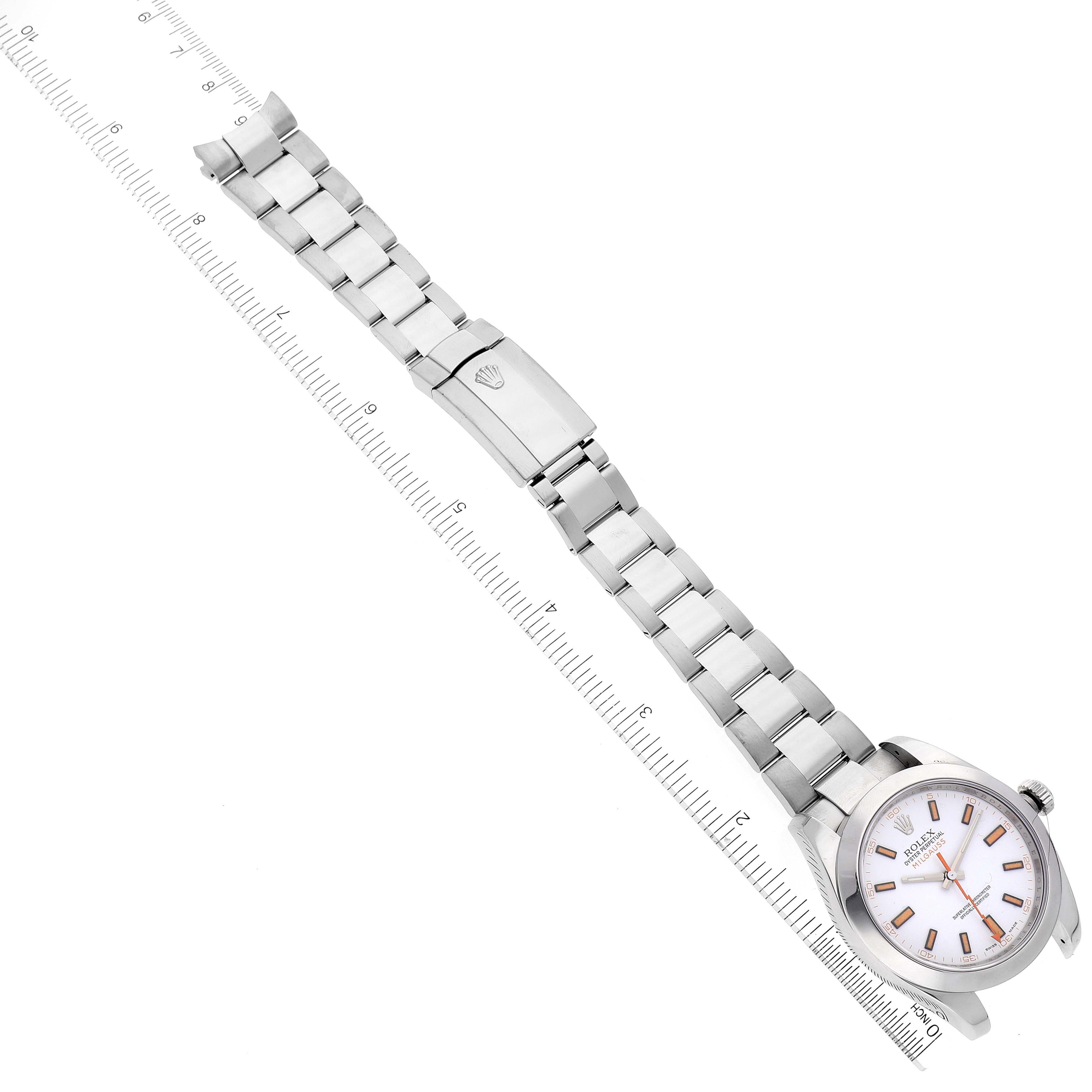 Rolex Milgauss White Dial Stainless Steel Mens Watch 116400 Box Card