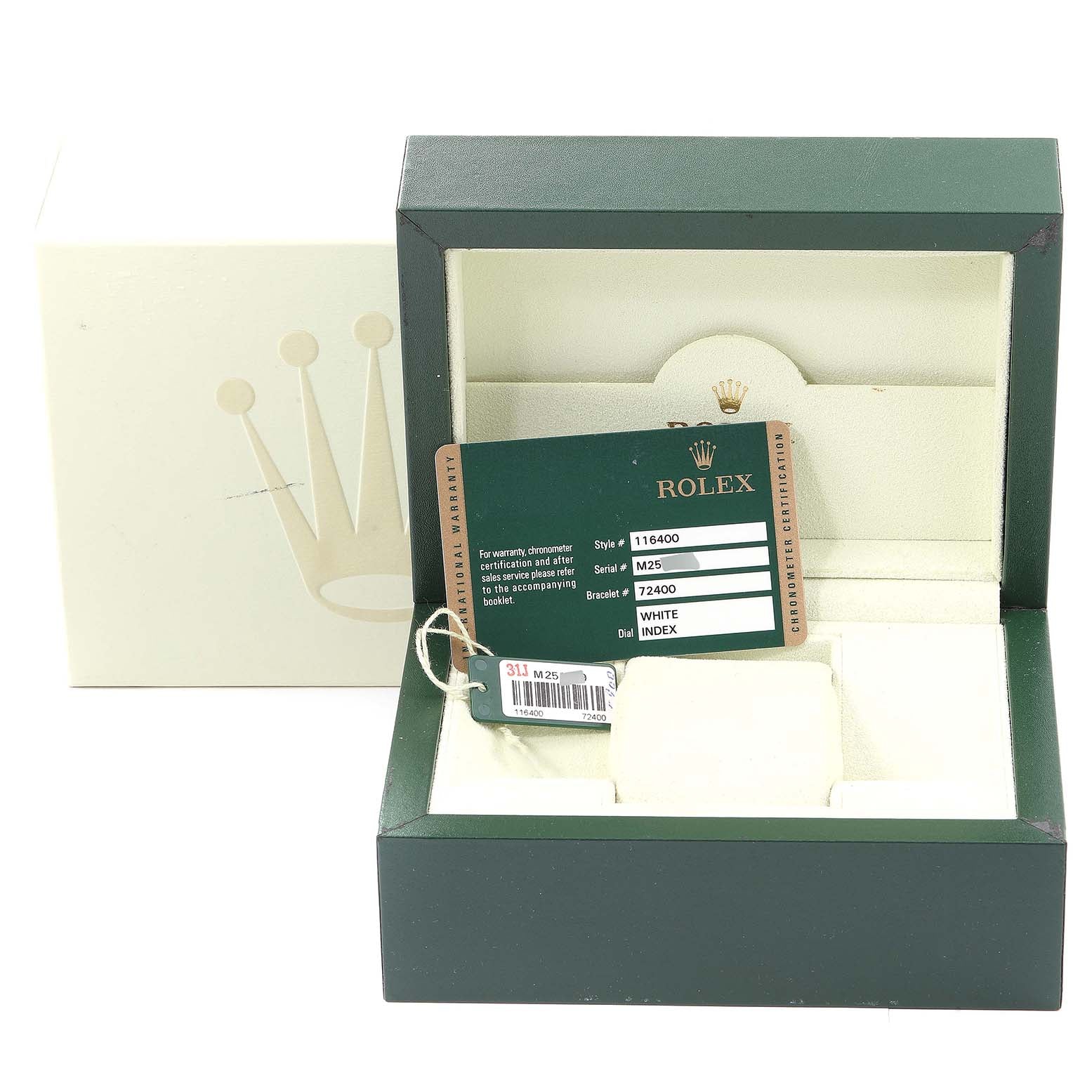 Rolex Milgauss White Dial Stainless Steel Mens Watch 116400 Box Card