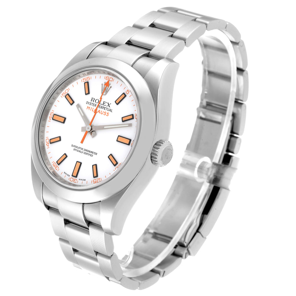 Rolex Milgauss White Dial Stainless Steel Mens Watch 116400V Box Card
