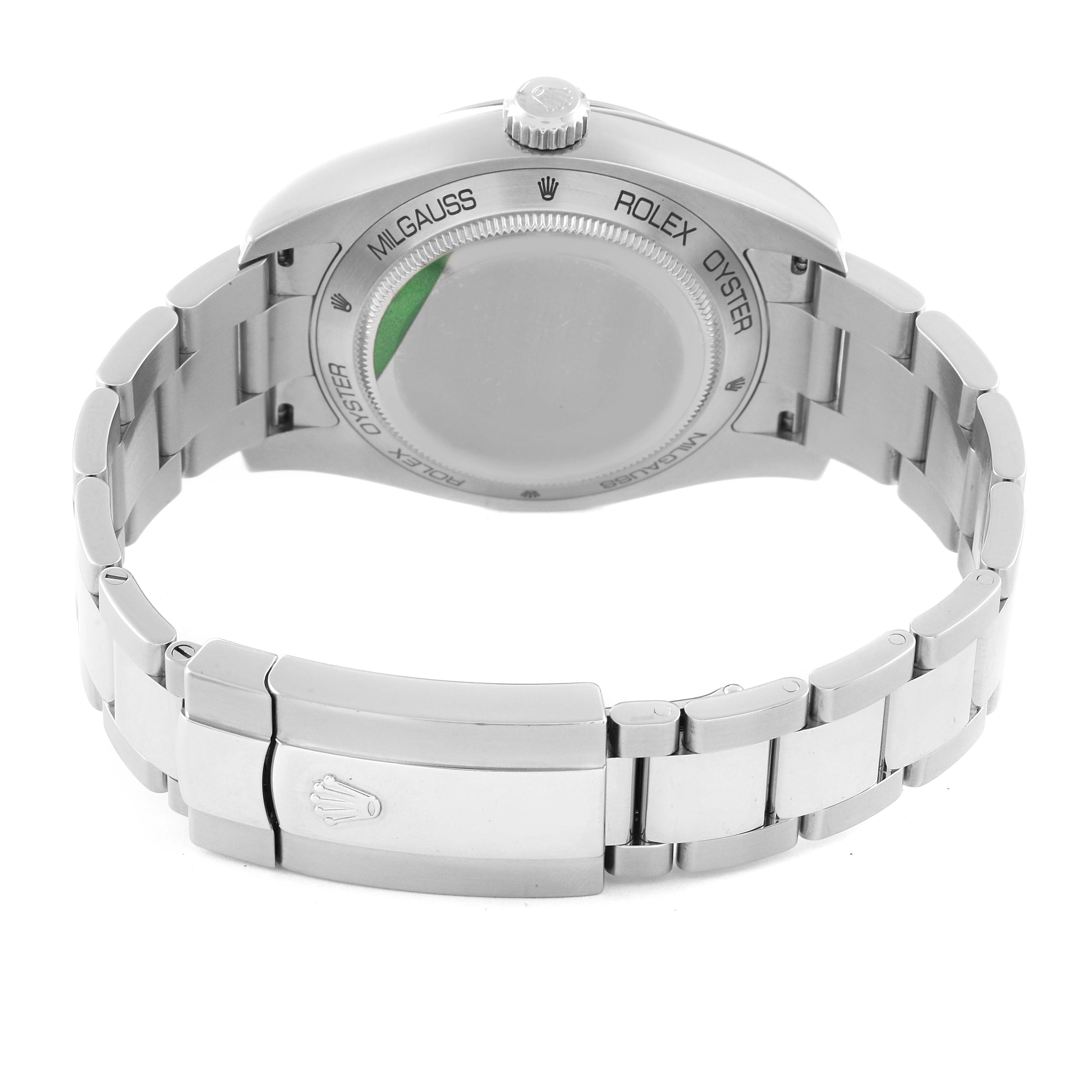 Rolex Milgauss White Dial Stainless Steel Mens Watch 116400V Box Card