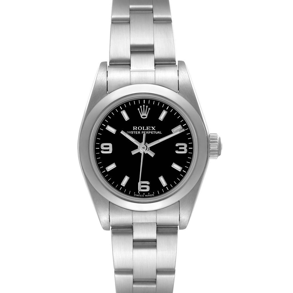 Rolex Oyster Perpetual 24 Nondate Black Dial Ladies Watch 76080