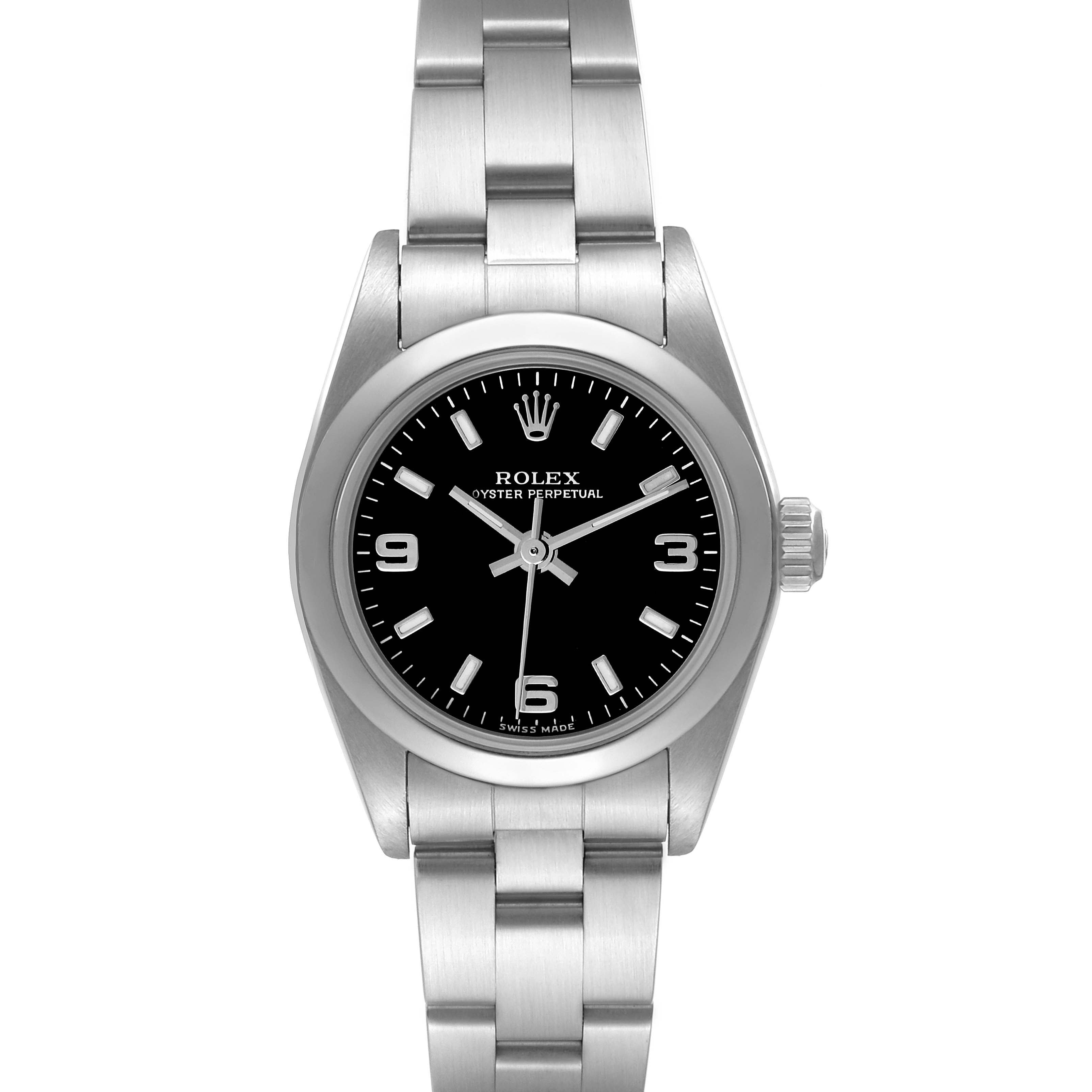 Rolex Oyster Perpetual 24 Nondate Black Dial Ladies Watch 76080