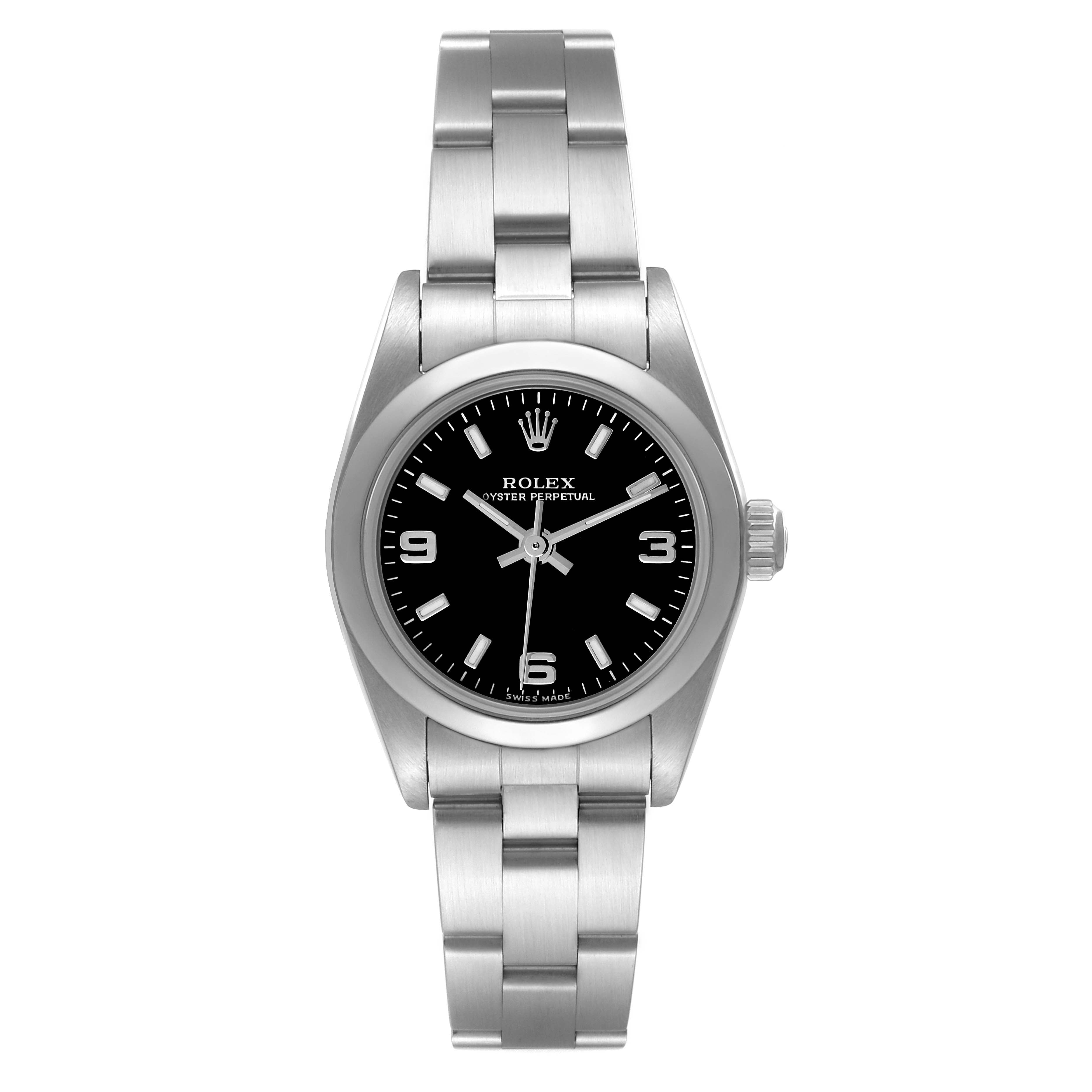 Rolex Oyster Perpetual 24 Nondate Black Dial Ladies Watch 76080