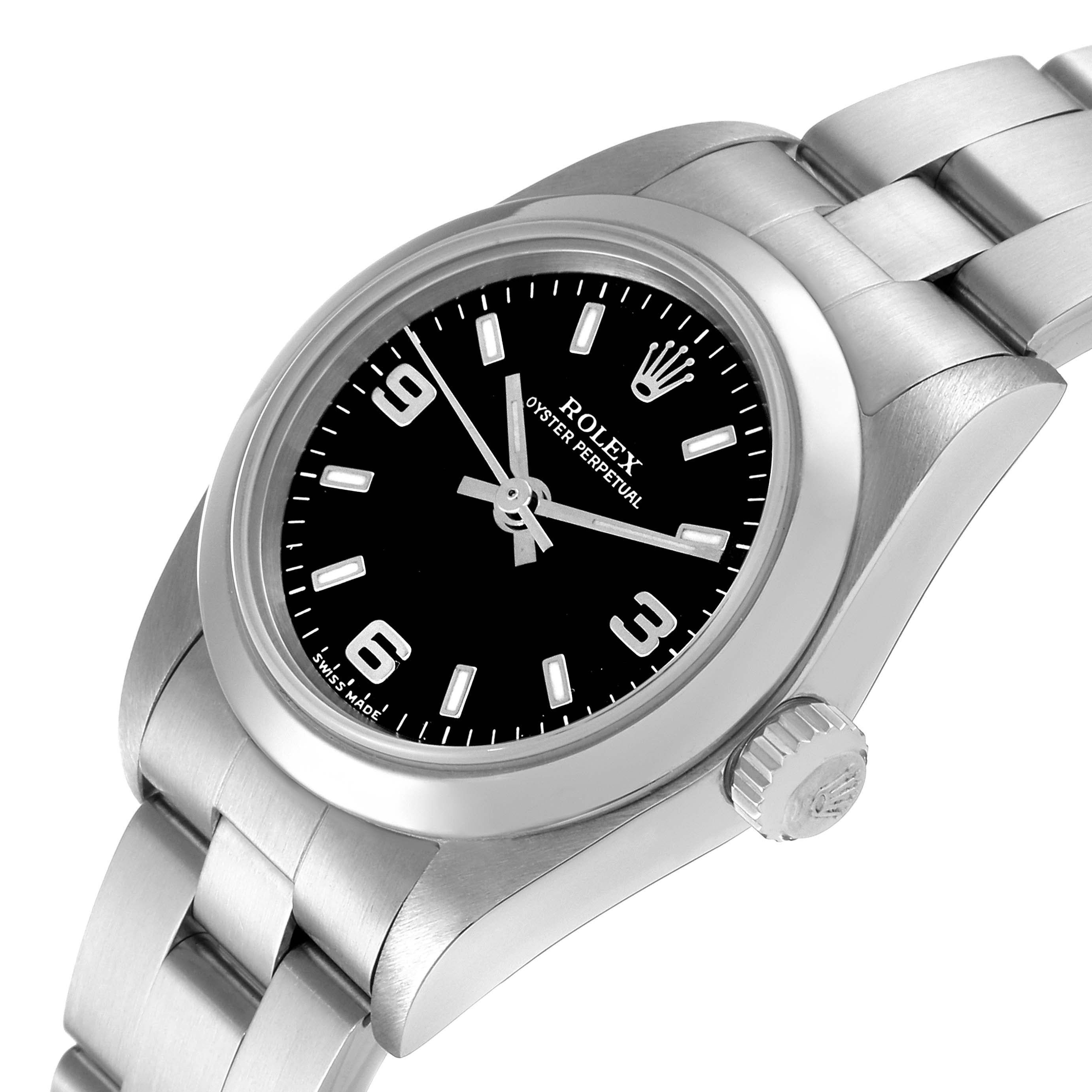 Rolex Oyster Perpetual 24 Nondate Black Dial Ladies Watch 76080