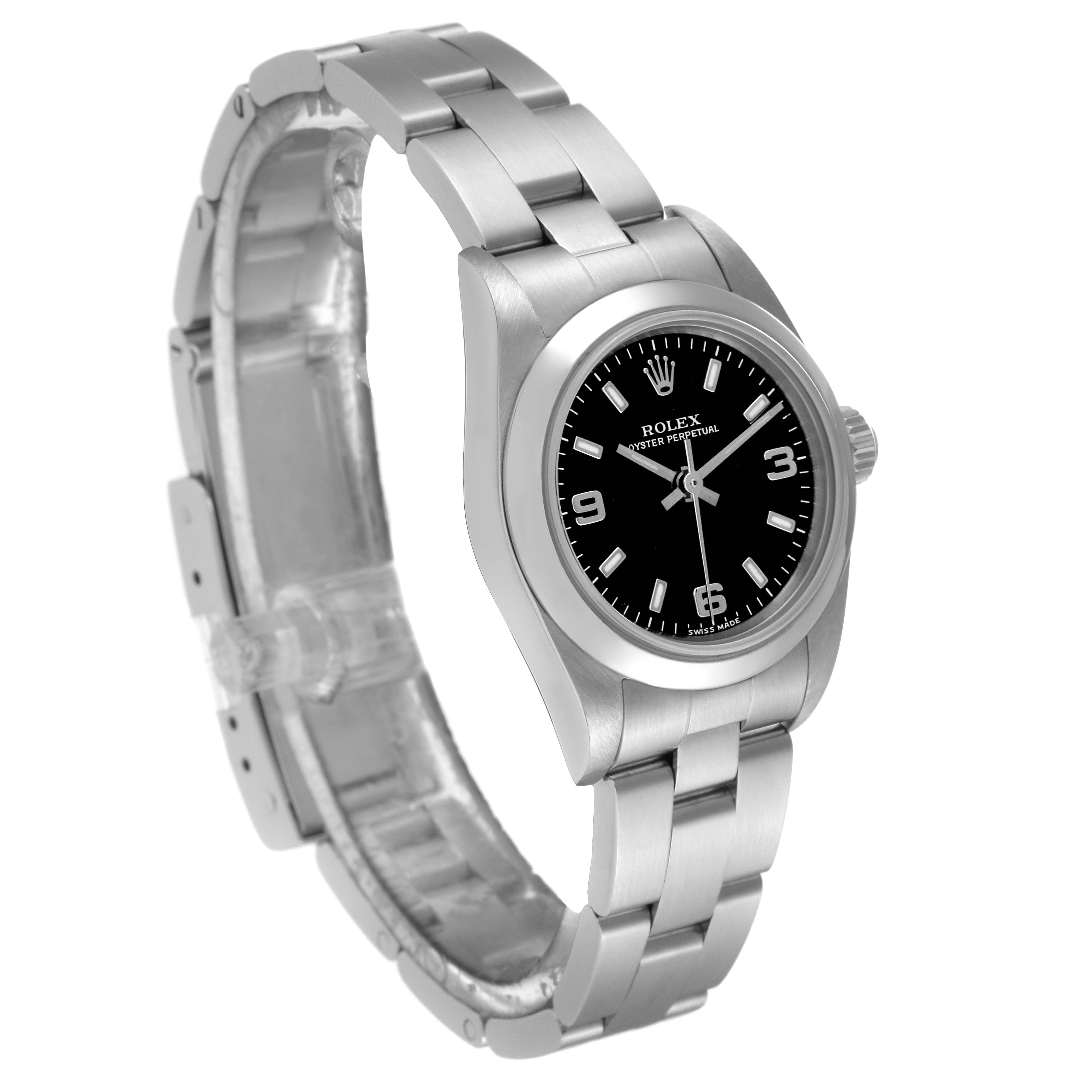 Rolex Oyster Perpetual 24 Nondate Black Dial Ladies Watch 76080