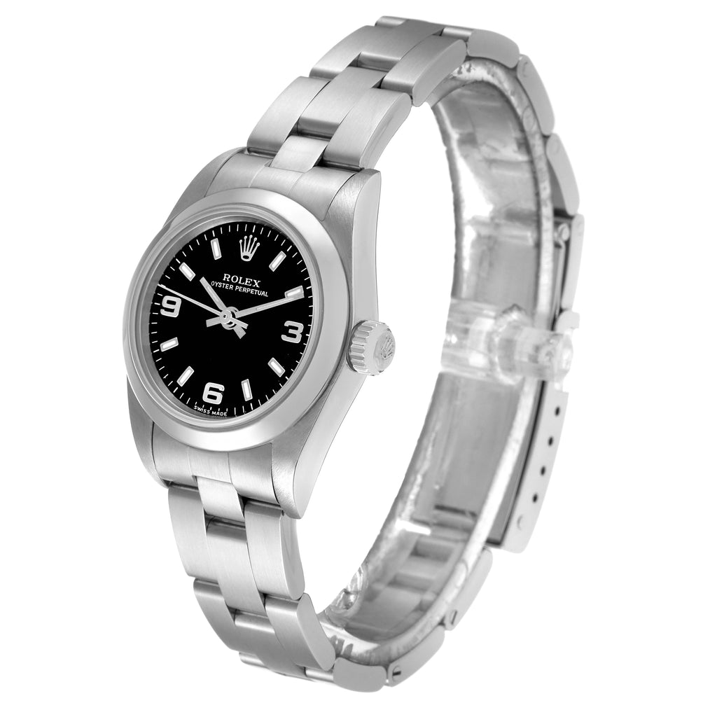 Rolex Oyster Perpetual 24 Nondate Black Dial Ladies Watch 76080