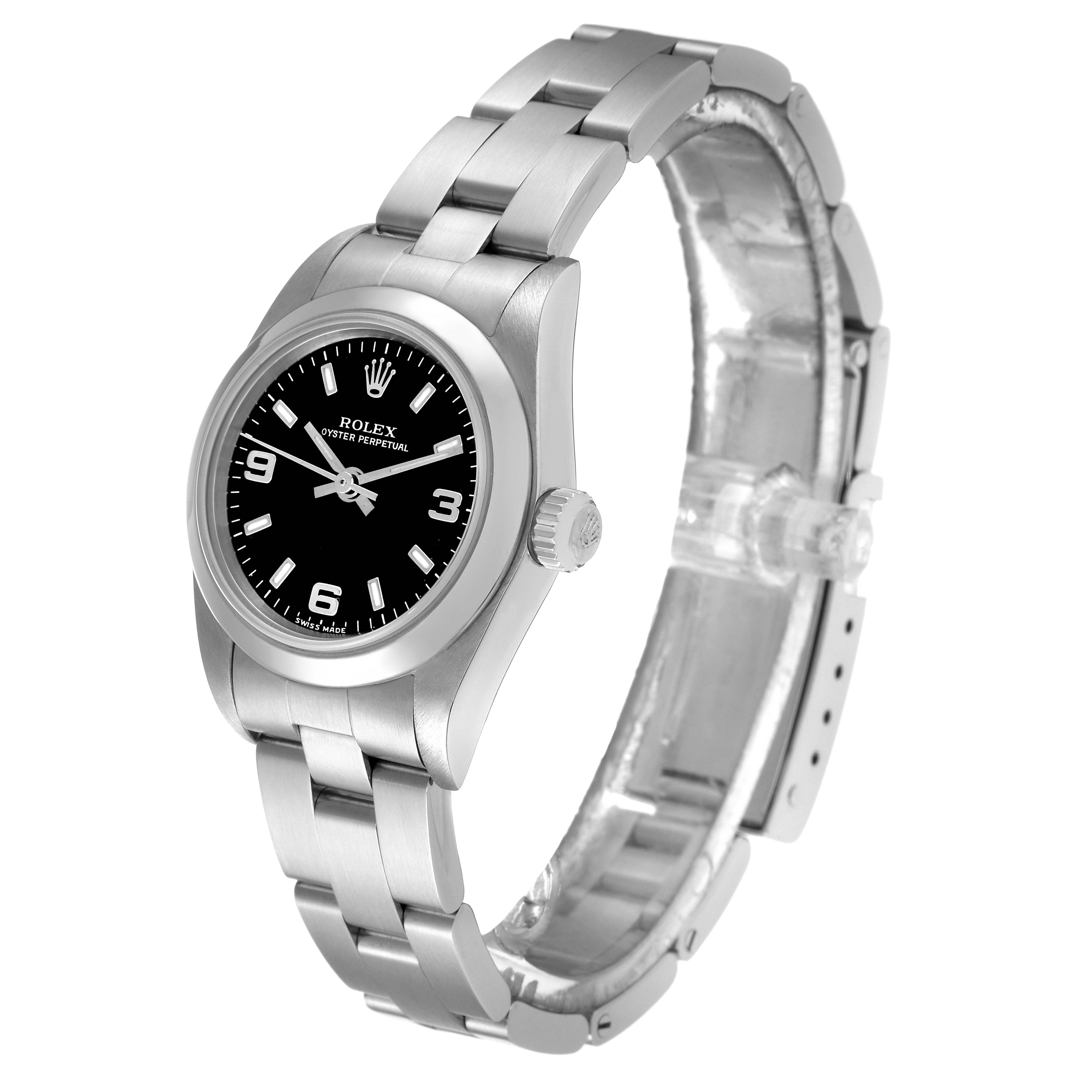 Rolex Oyster Perpetual 24 Nondate Black Dial Ladies Watch 76080