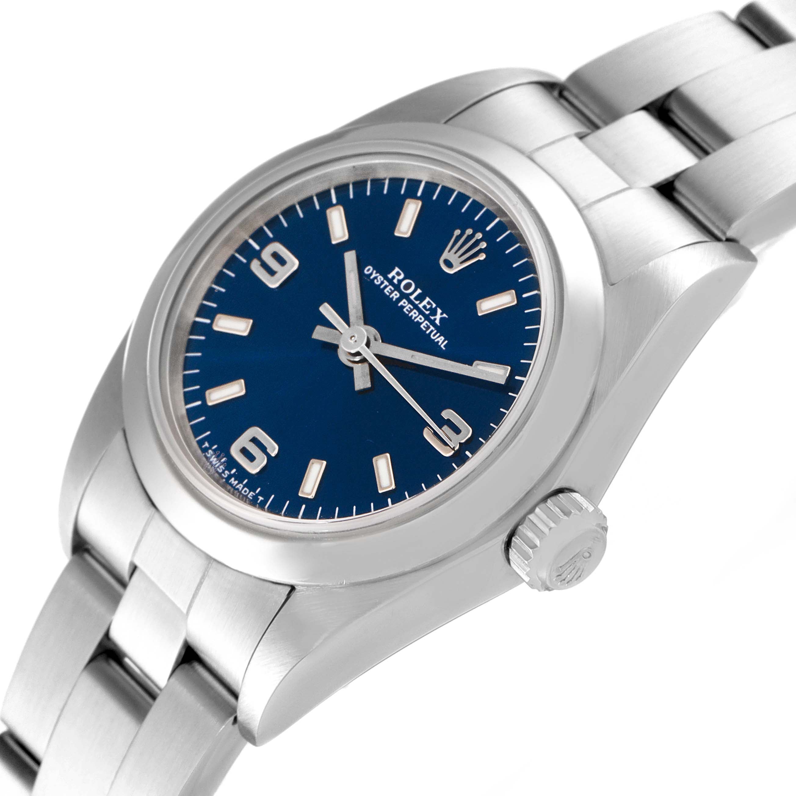 Rolex Oyster Perpetual 24 Nondate Blue Dial Ladies Watch 76080 Box Papers