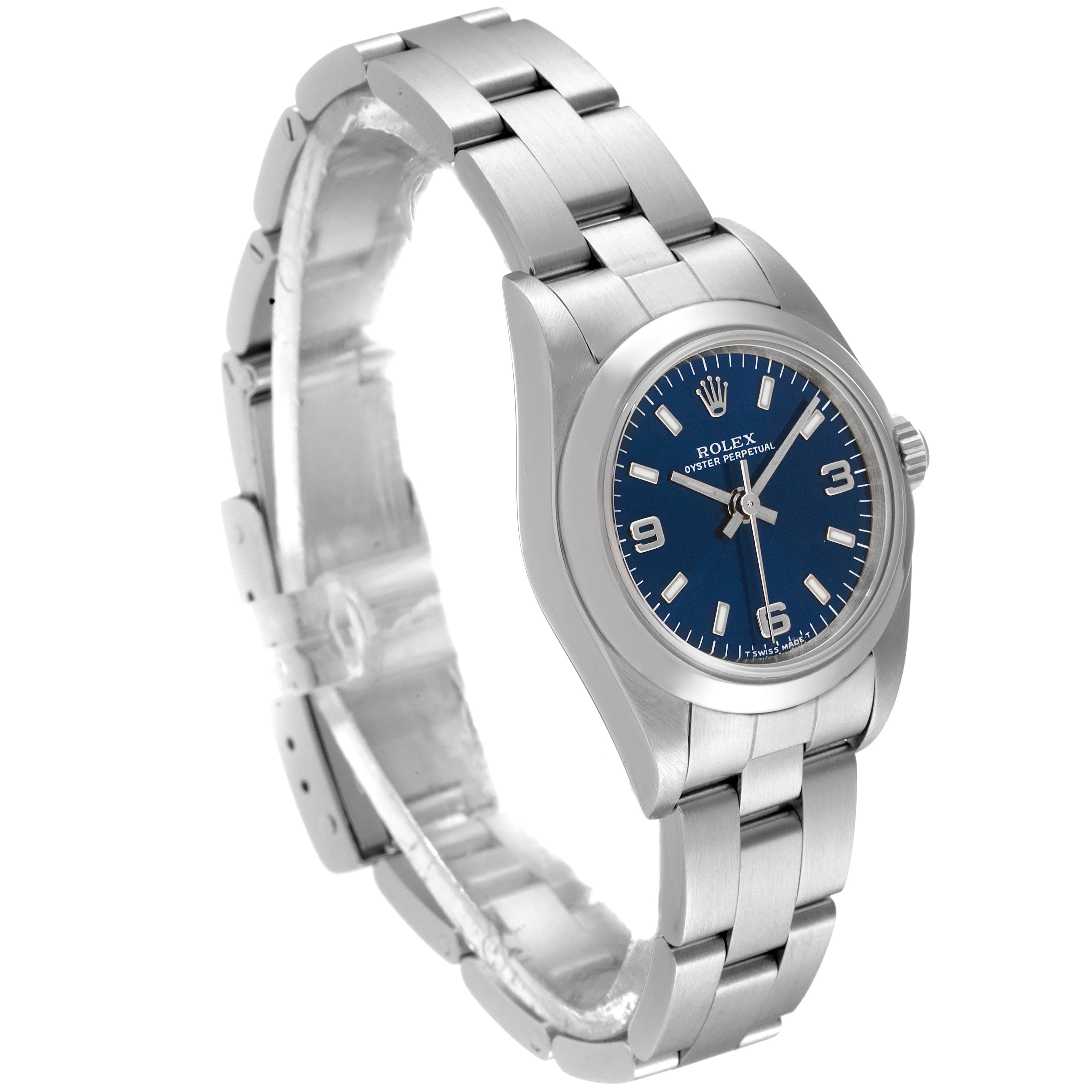 Rolex Oyster Perpetual 24 Nondate Blue Dial Ladies Watch 76080 Box Papers