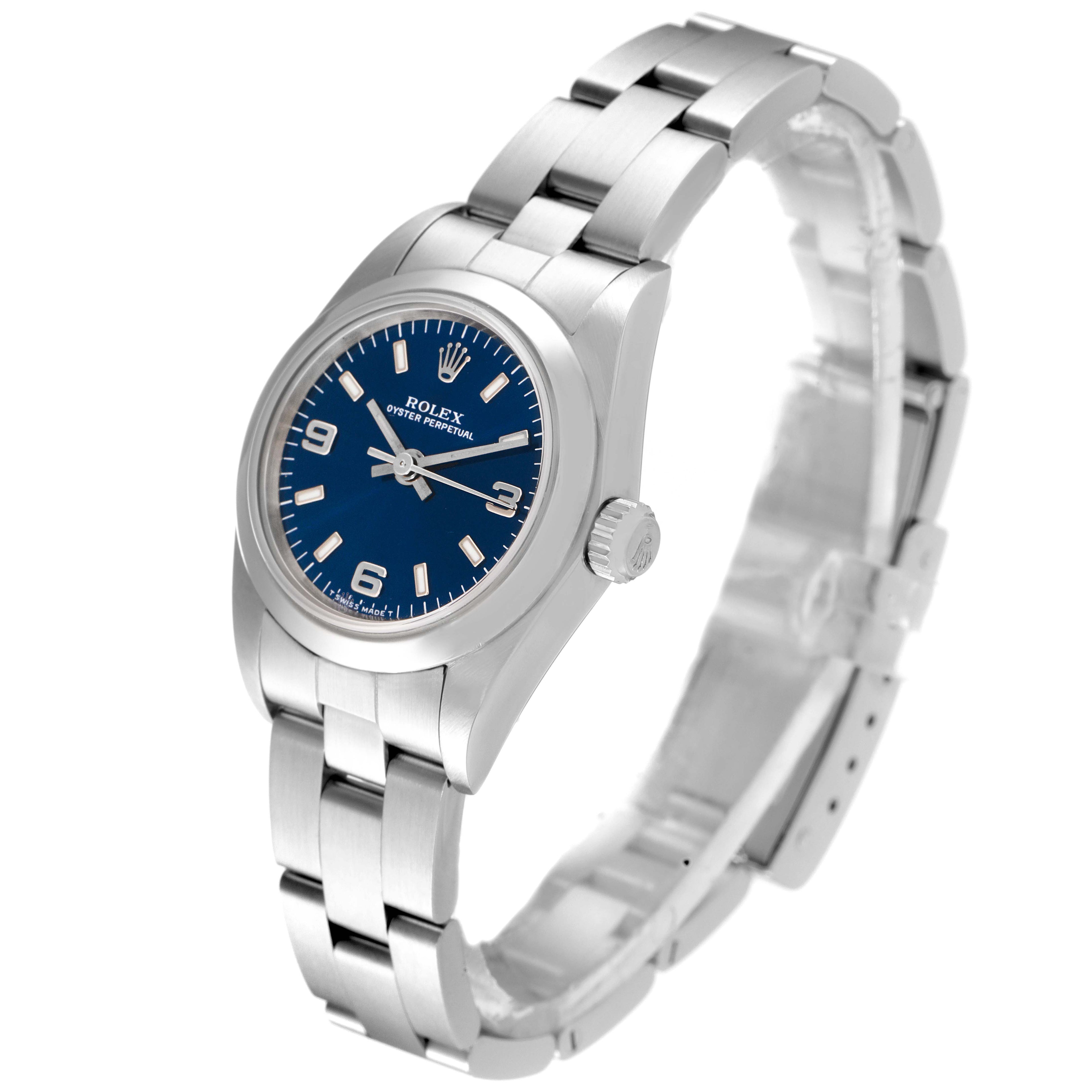 Rolex Oyster Perpetual 24 Nondate Blue Dial Ladies Watch 76080 Box Papers
