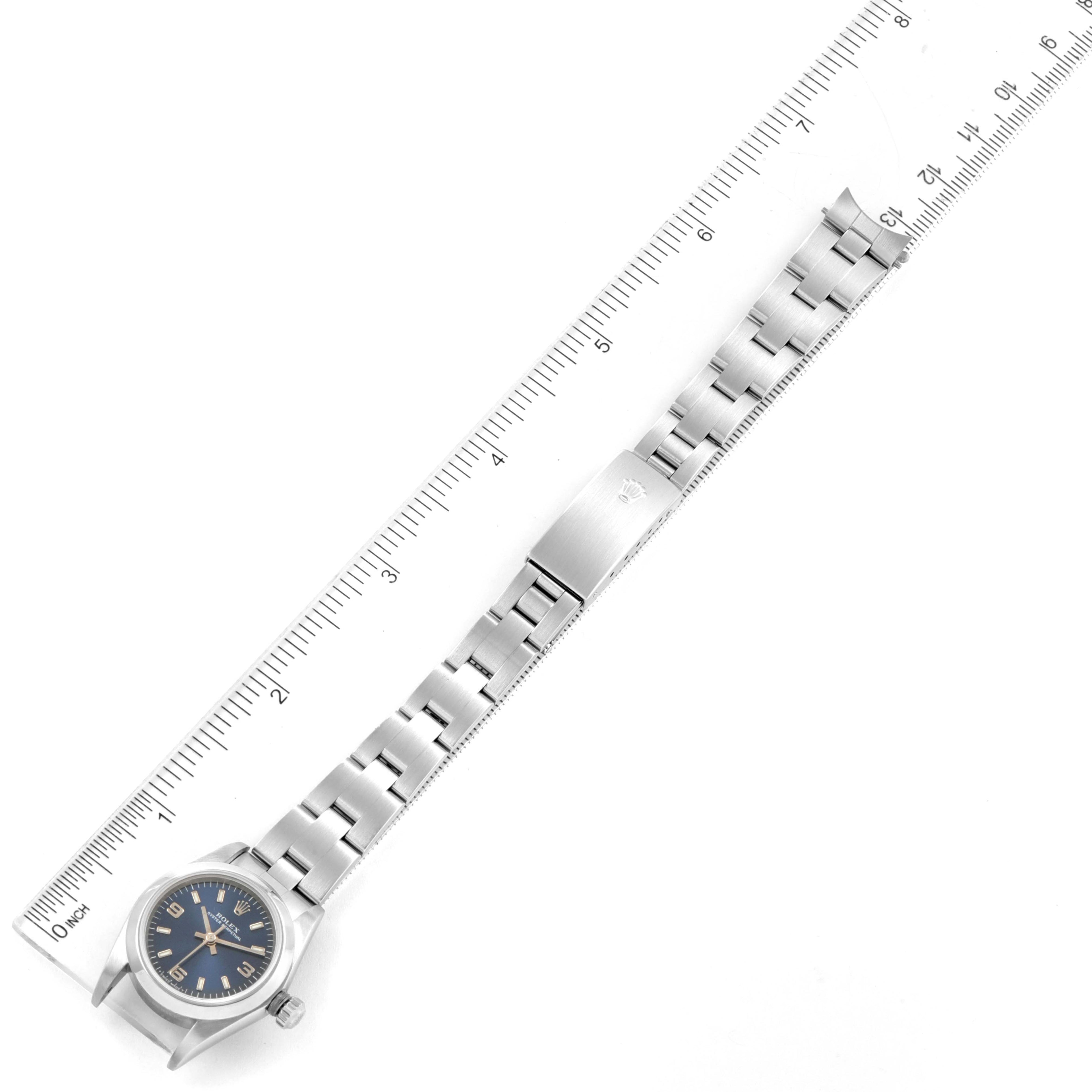 Rolex Oyster Perpetual 24 Nondate Blue Dial Ladies Watch 76080 Box Papers