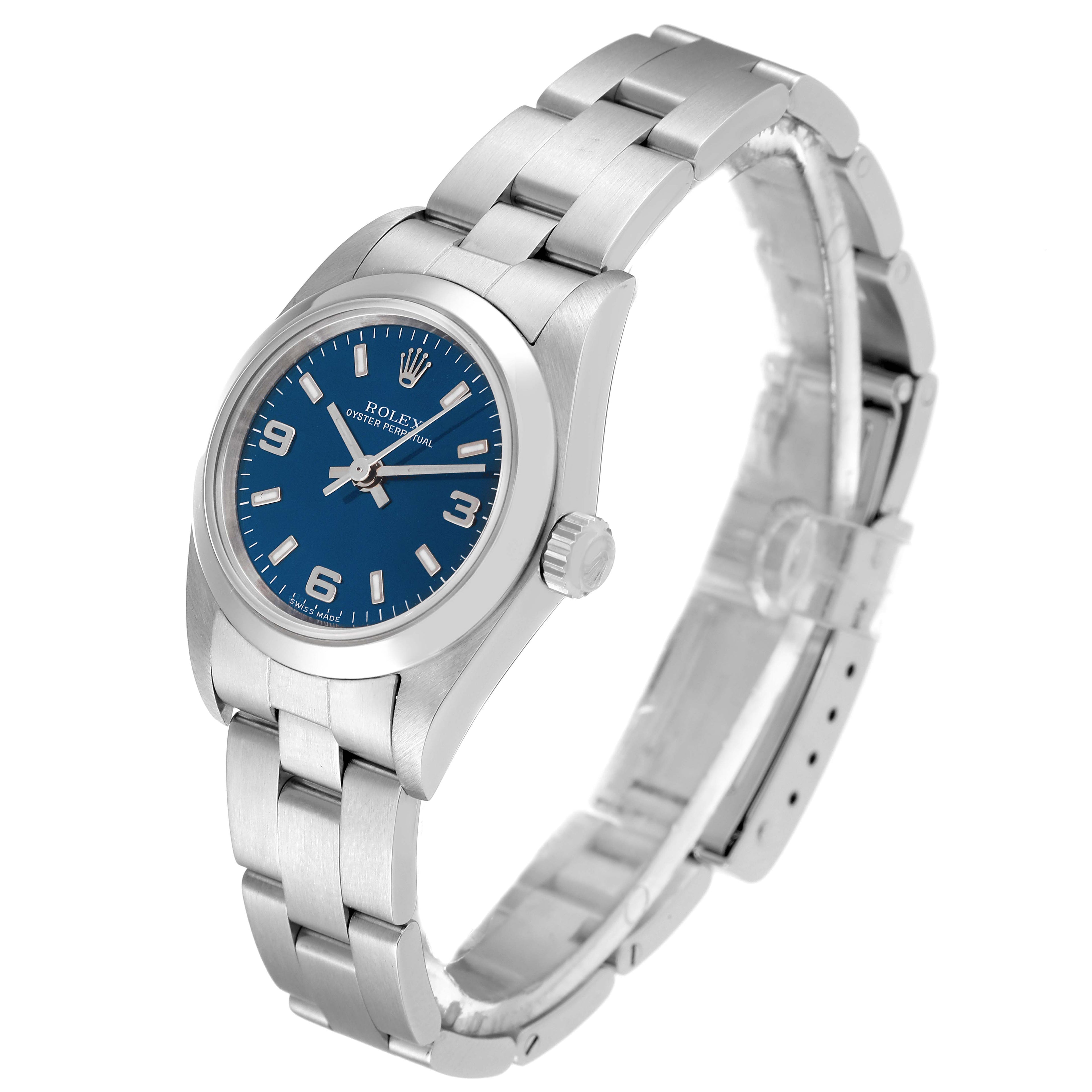 Rolex Oyster Perpetual 24 Nondate Blue Dial Steel Ladies Watch 76080