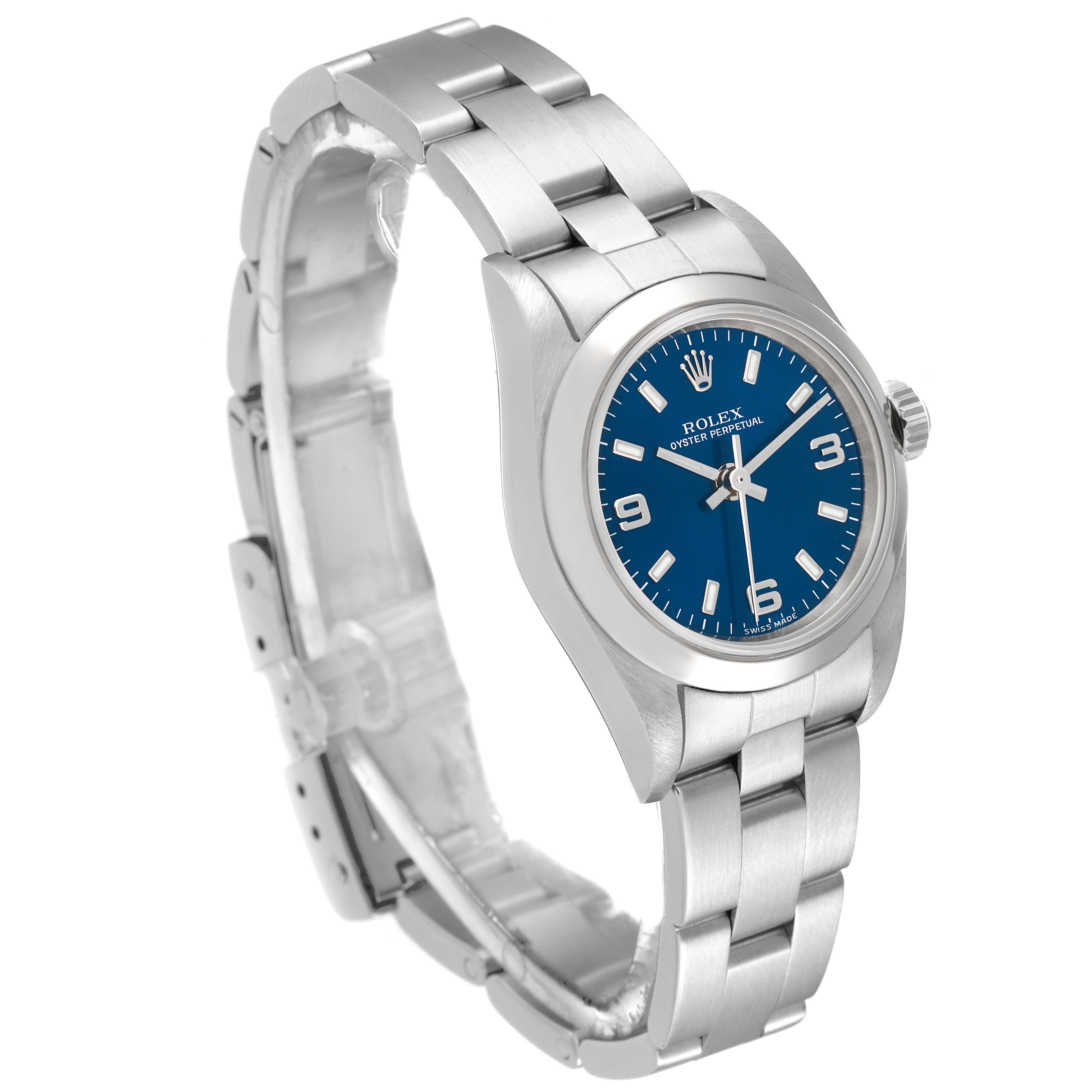 Rolex Oyster Perpetual 24 Nondate Blue Dial Steel Ladies Watch 76080