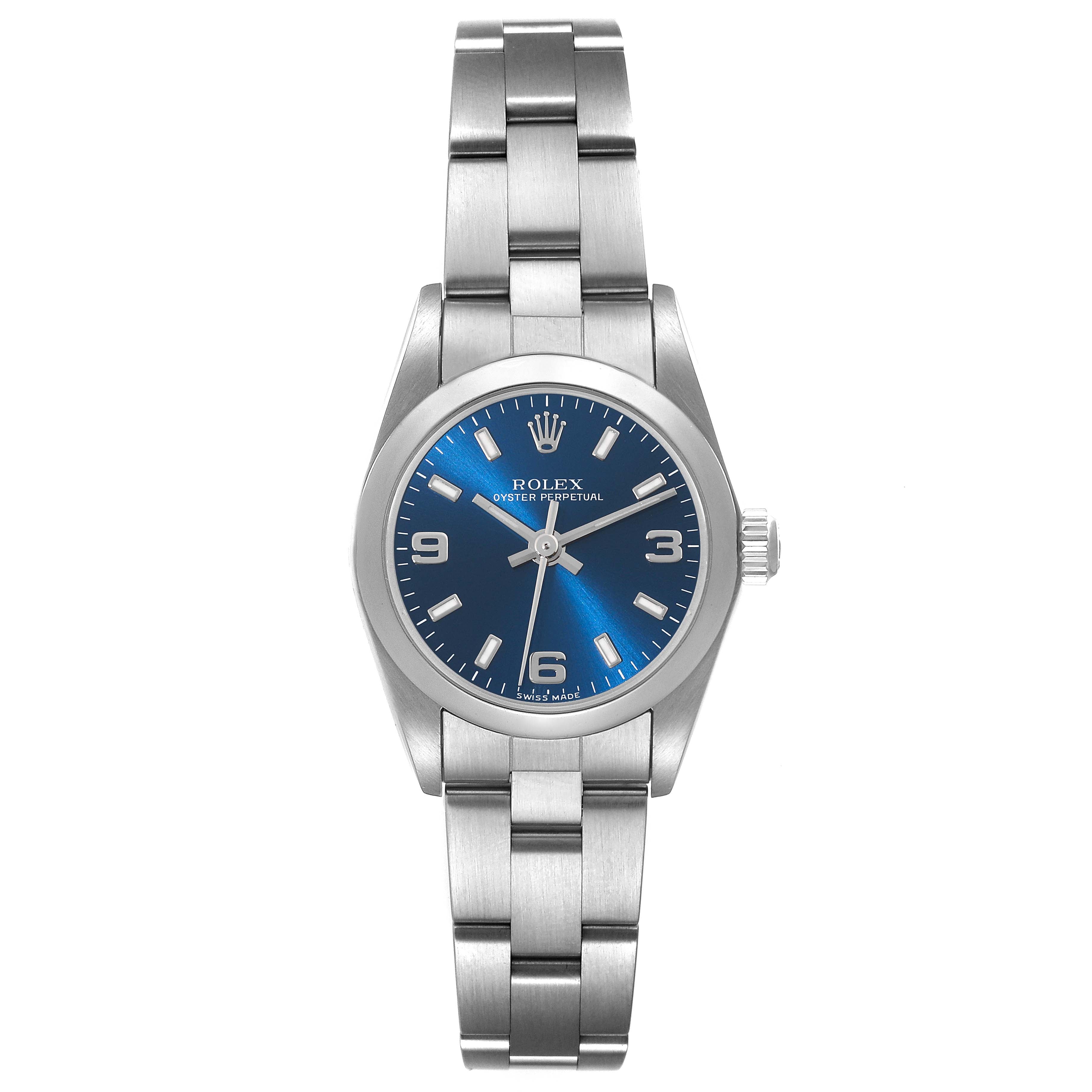 Rolex Oyster Perpetual 24 Nondate Blue Dial Steel Ladies Watch 76080
