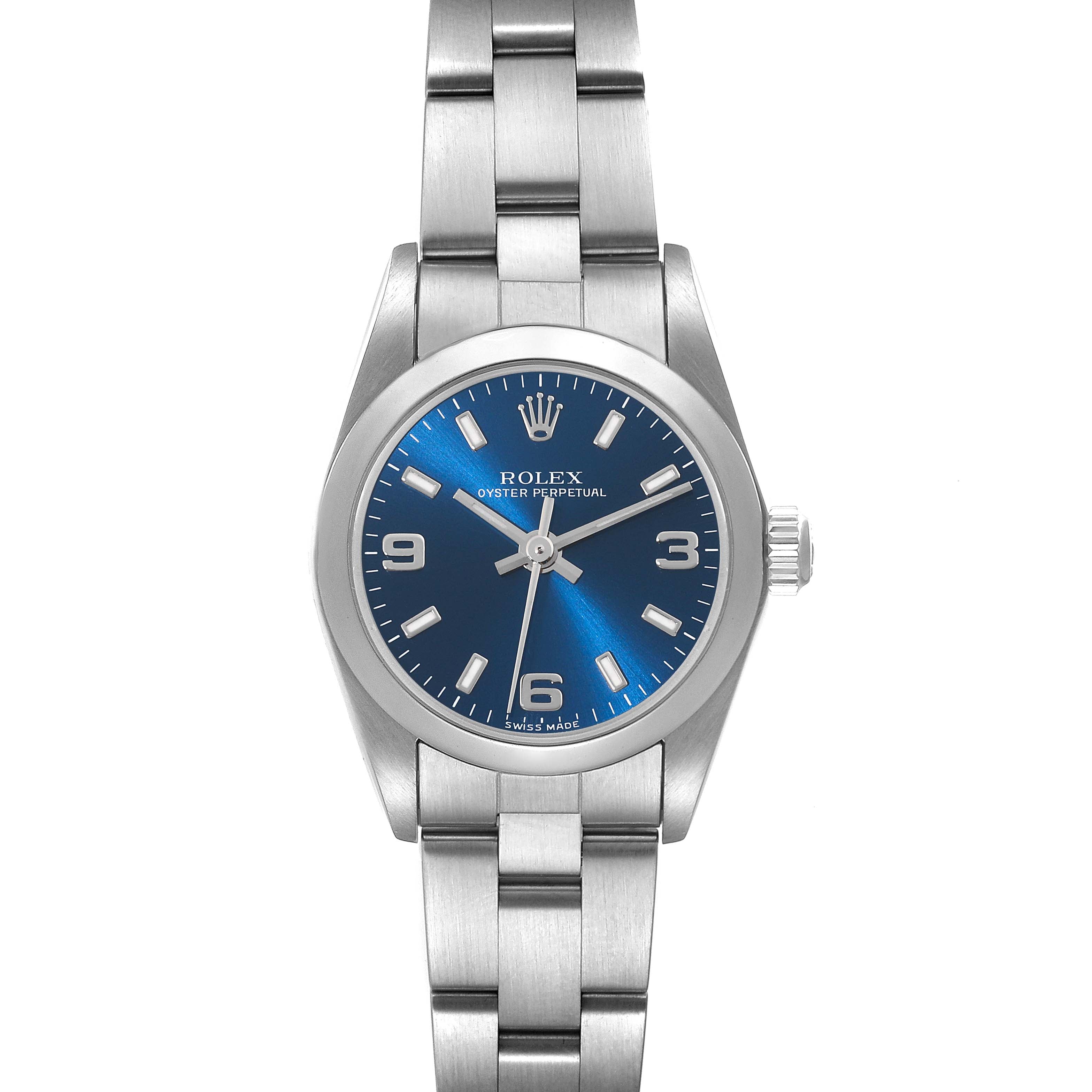 Rolex Oyster Perpetual 24 Nondate Blue Dial Steel Ladies Watch 76080