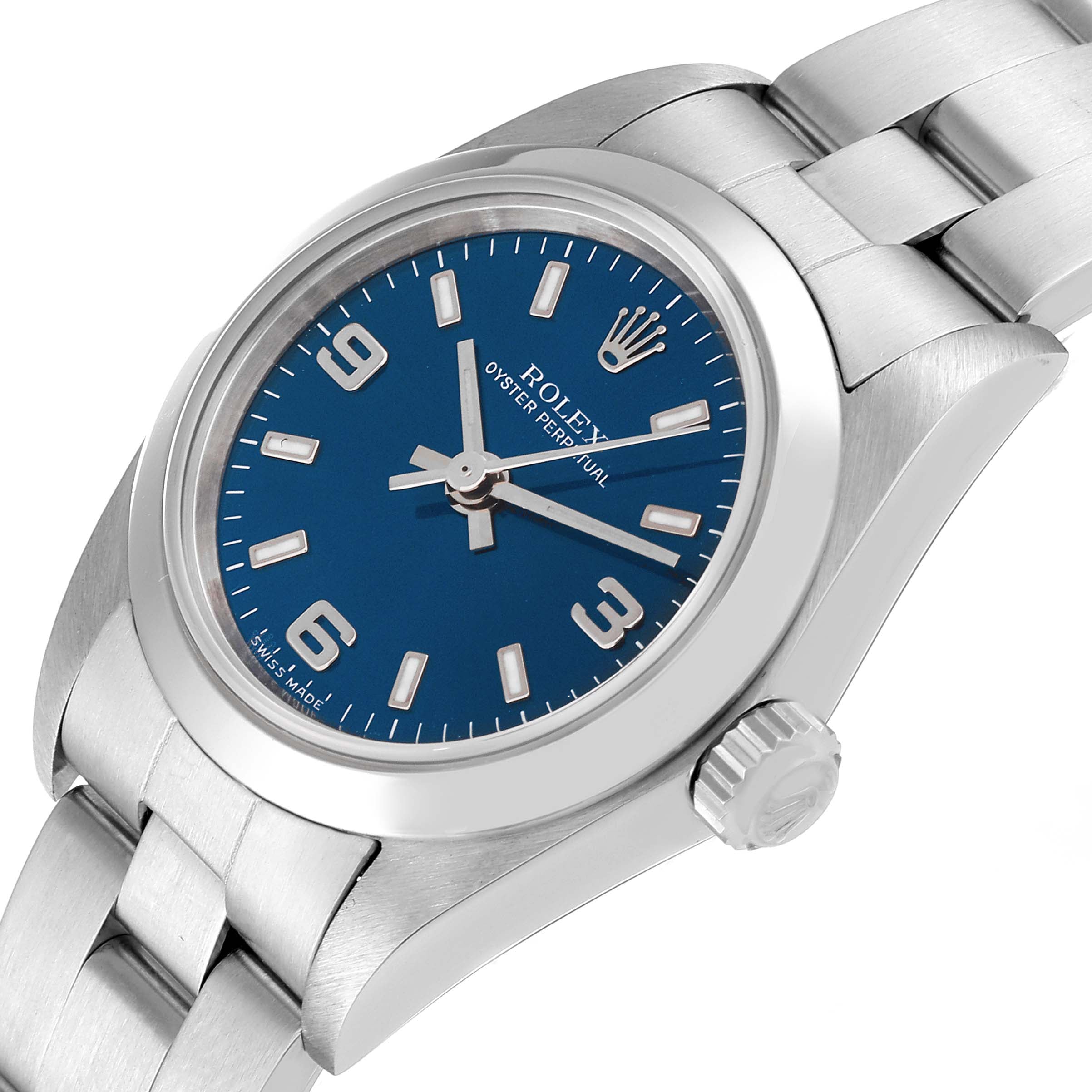 Rolex Oyster Perpetual 24 Nondate Blue Dial Steel Ladies Watch 76080