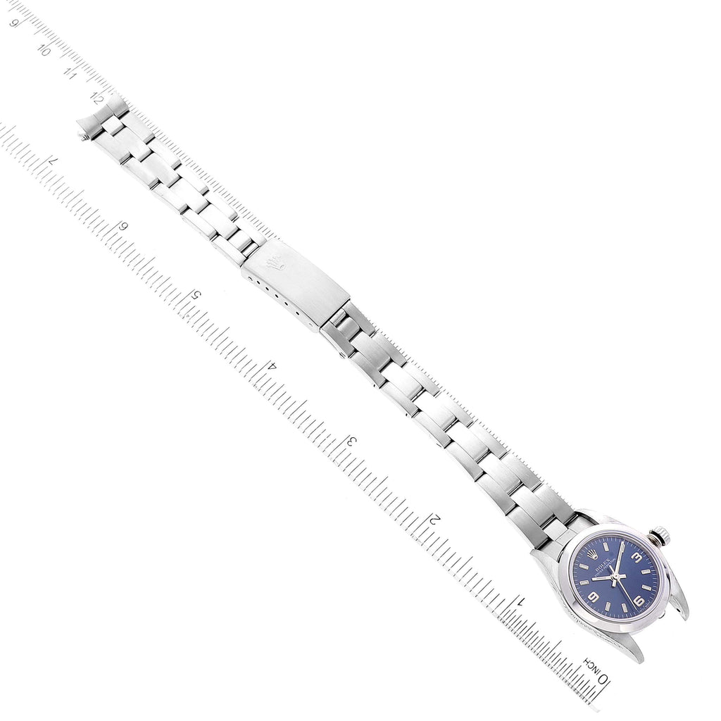Rolex Oyster Perpetual 24 Nondate Blue Dial Steel Ladies Watch 76080 Box Papers