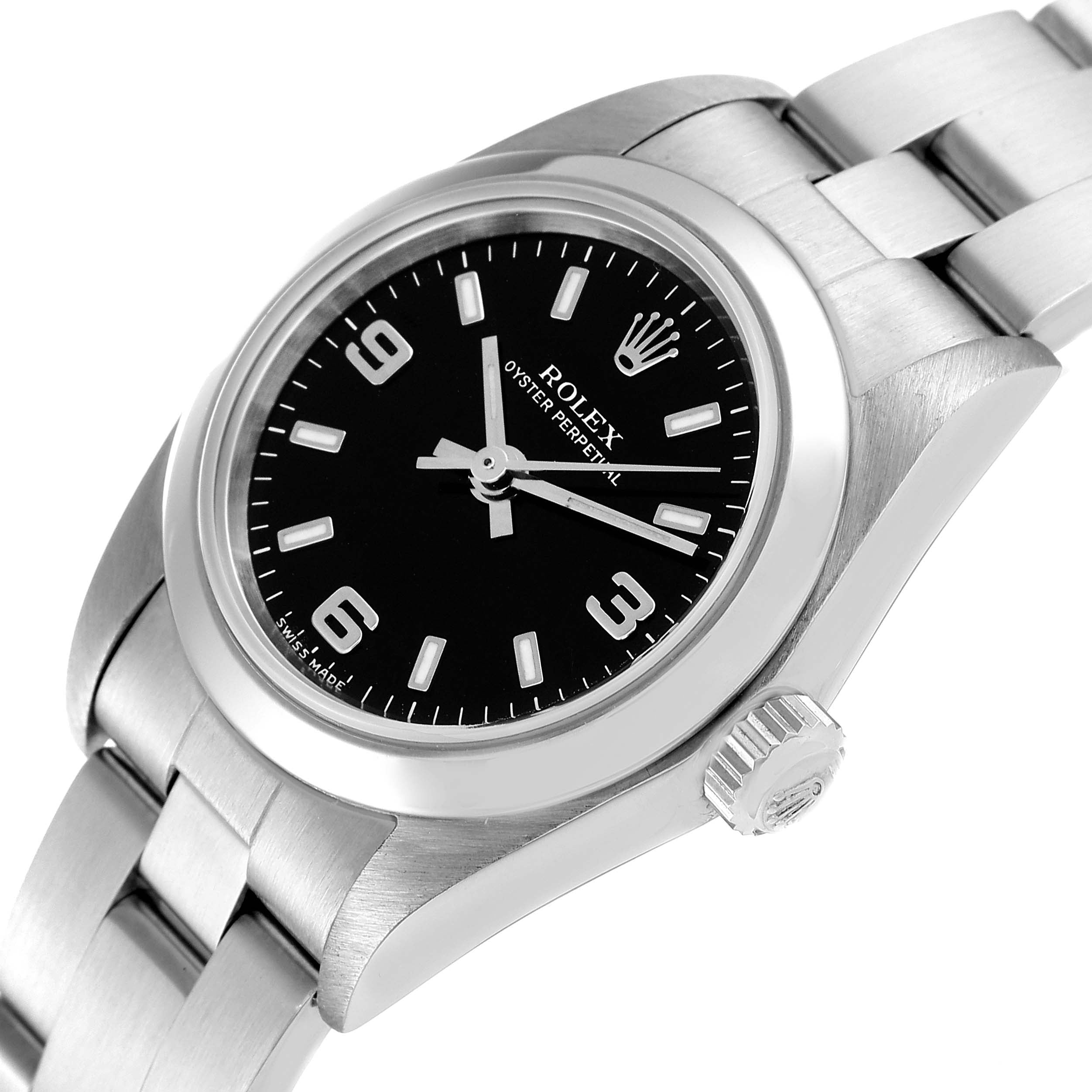Rolex Oyster Perpetual 24mm Black Dial Steel Ladies Watch 76080