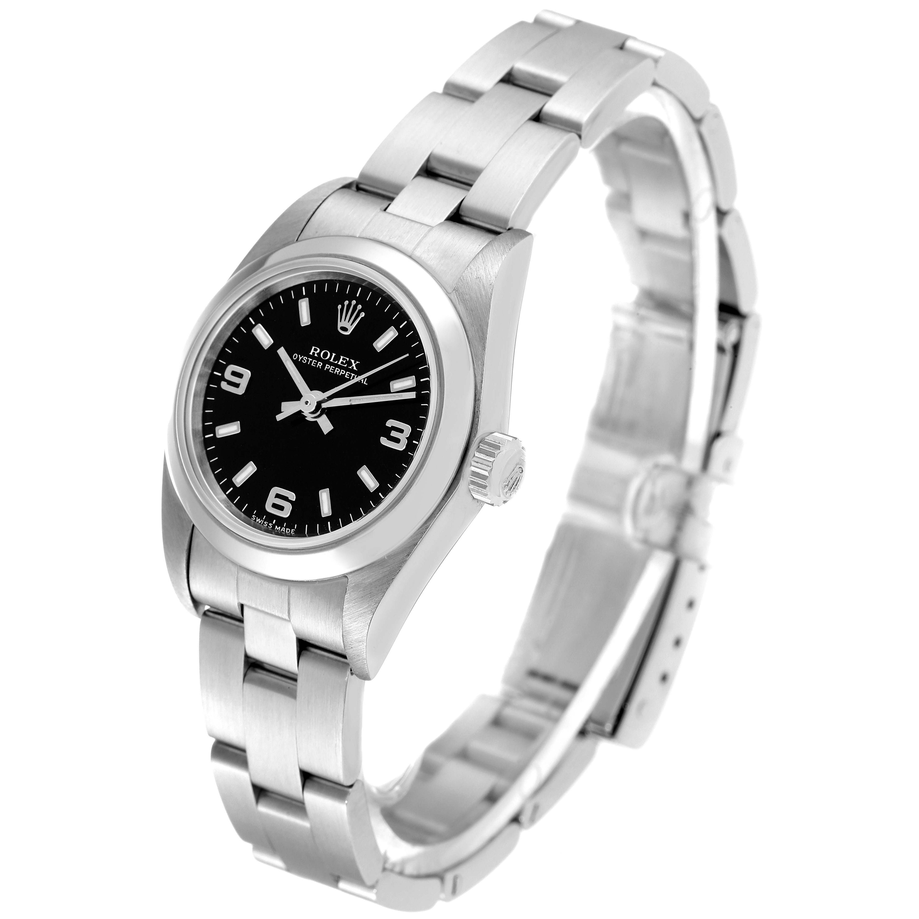 Rolex Oyster Perpetual 24mm Black Dial Steel Ladies Watch 76080