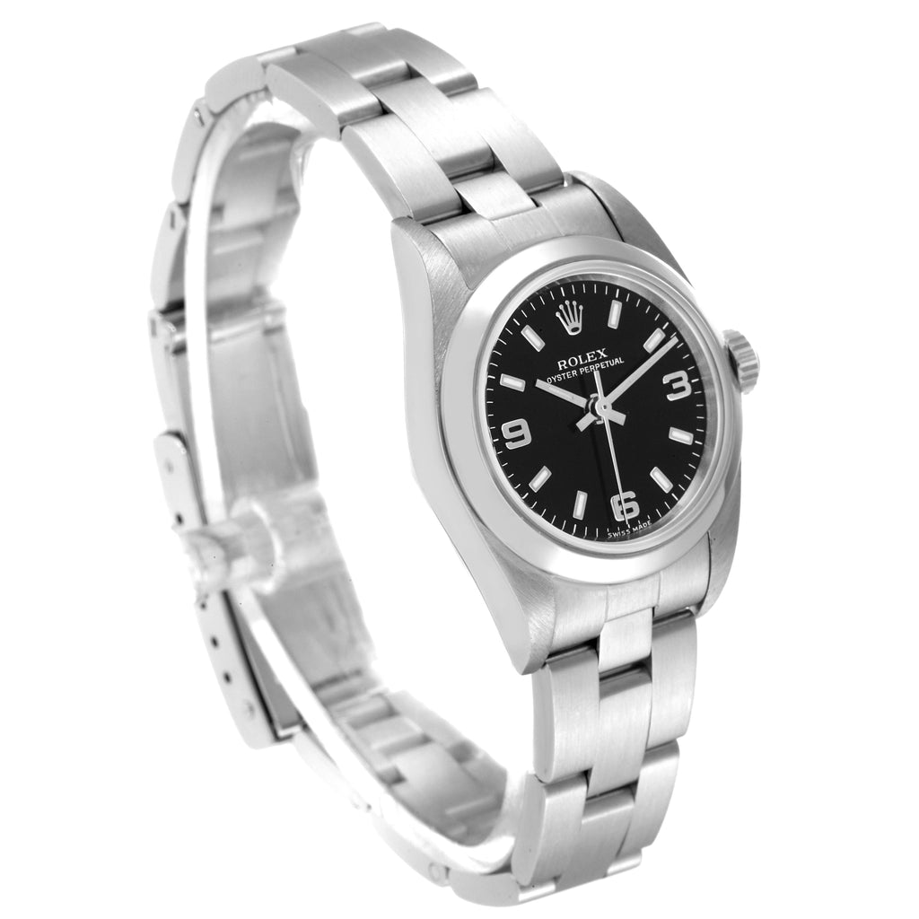 Rolex Oyster Perpetual 24mm Black Dial Steel Ladies Watch 76080