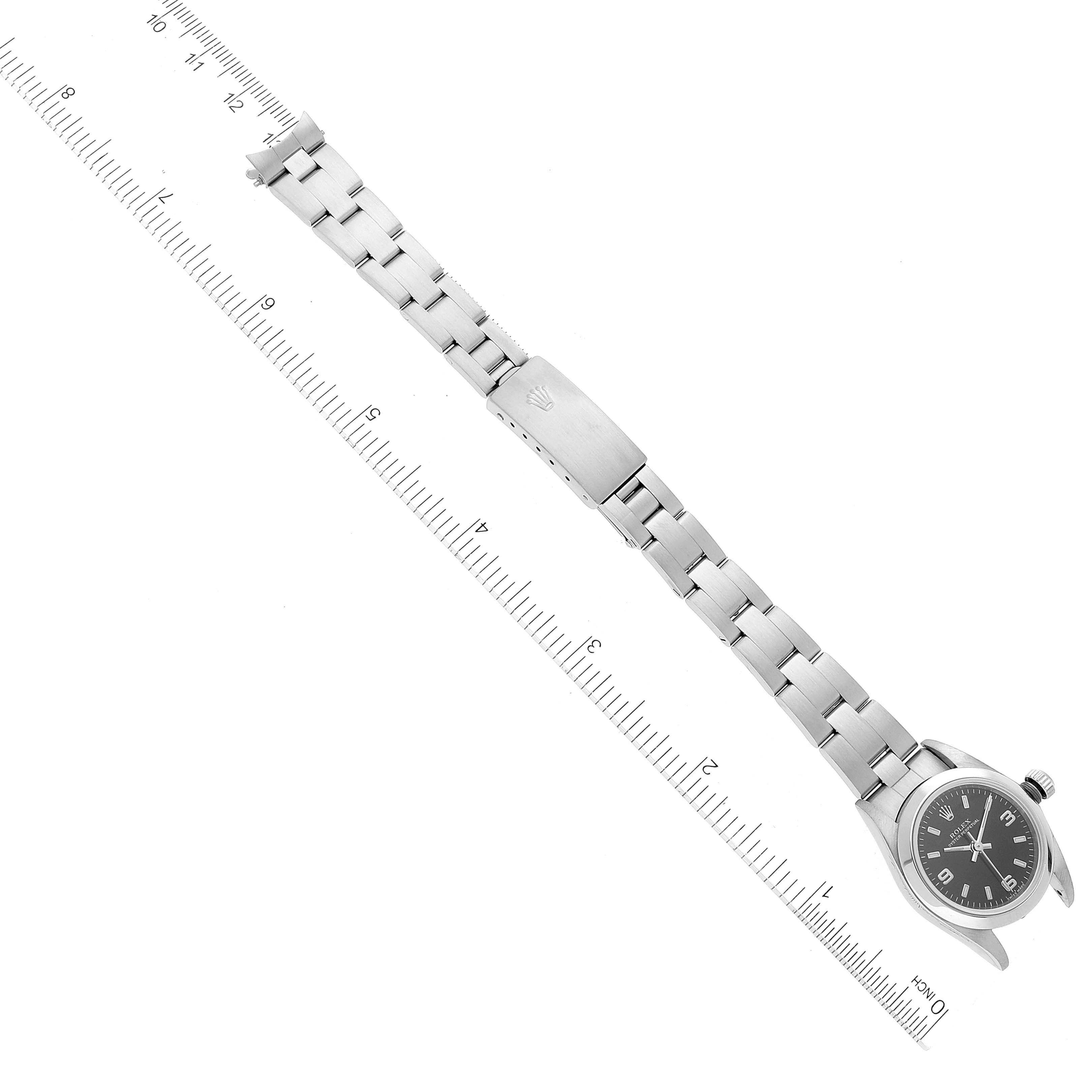 Rolex Oyster Perpetual 24mm Black Dial Steel Ladies Watch 76080