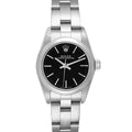 Rolex Oyster Perpetual 24mm Black Dial Steel Ladies Watch 76080 Box Papers