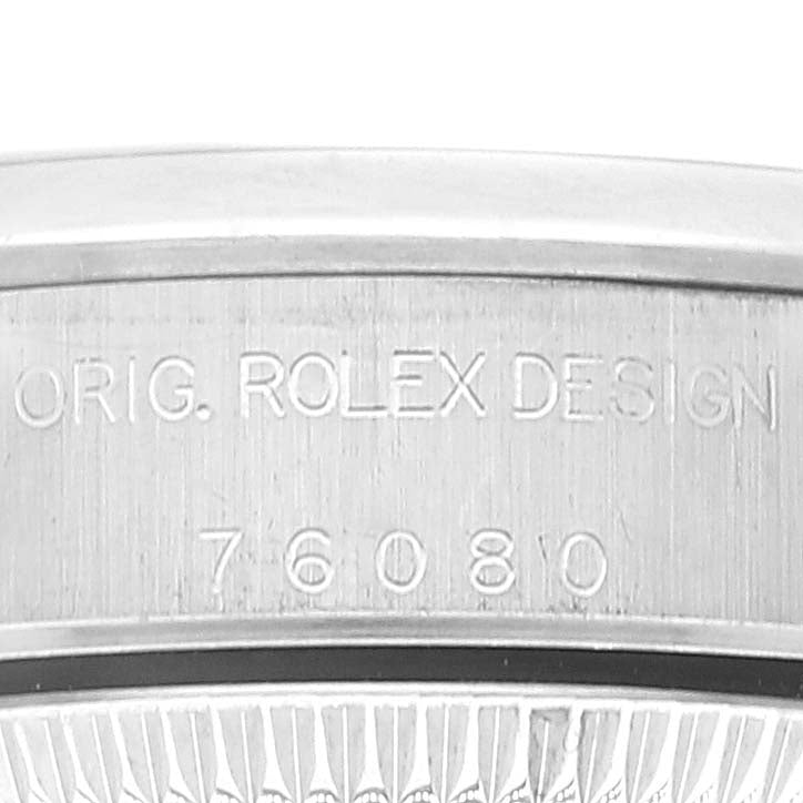 Rolex Oyster Perpetual 24mm Black Dial Steel Ladies Watch 76080 Box Papers