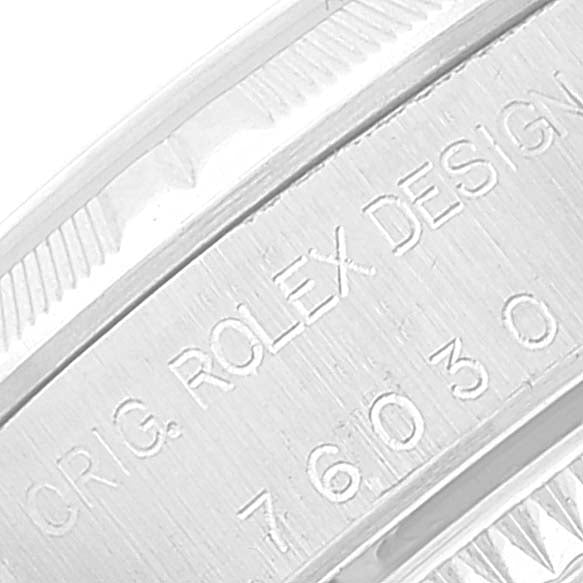 Rolex Oyster Perpetual 24mm Engine Turned Bezel Black Dial Ladies Watch 76030