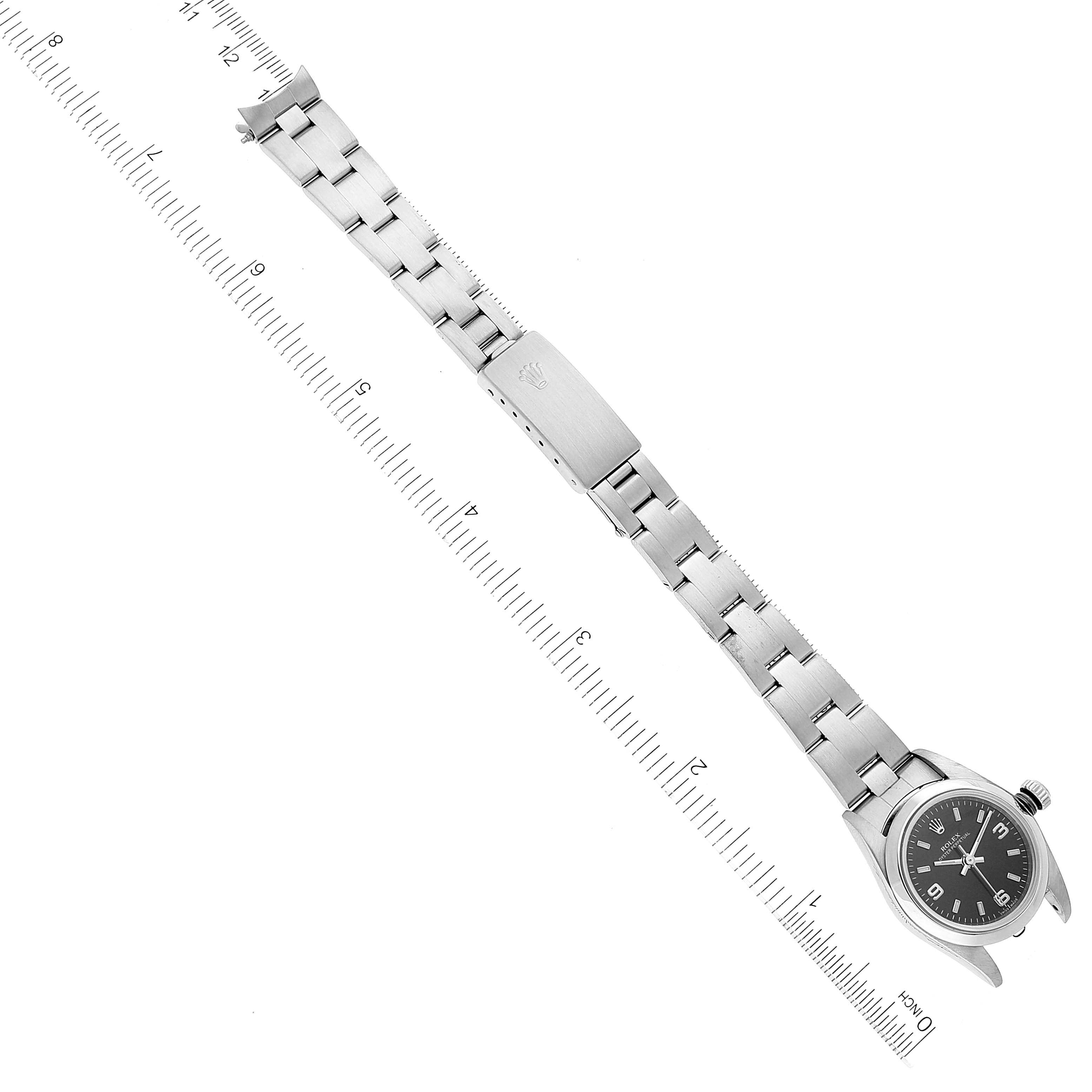 Rolex Oyster Perpetual 24mm Nondate Black Dial Ladies Watch 76080