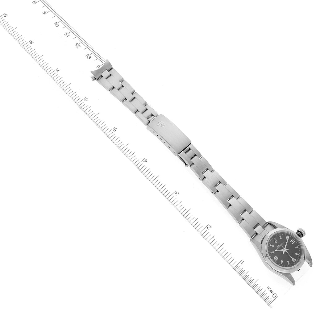 Rolex Oyster Perpetual 24mm Nondate Black Dial Ladies Watch 76080 Papers