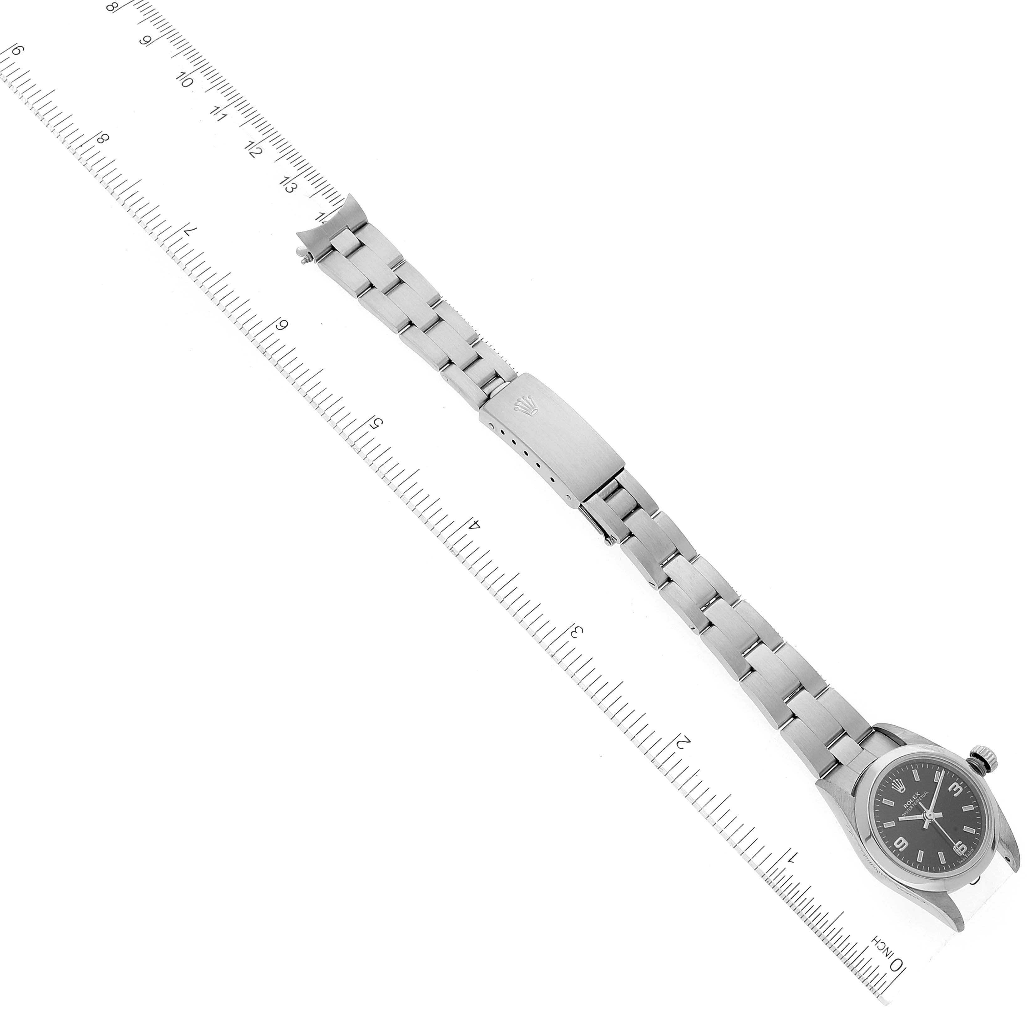 Rolex Oyster Perpetual 24mm Nondate Black Dial Ladies Watch 76080 Papers