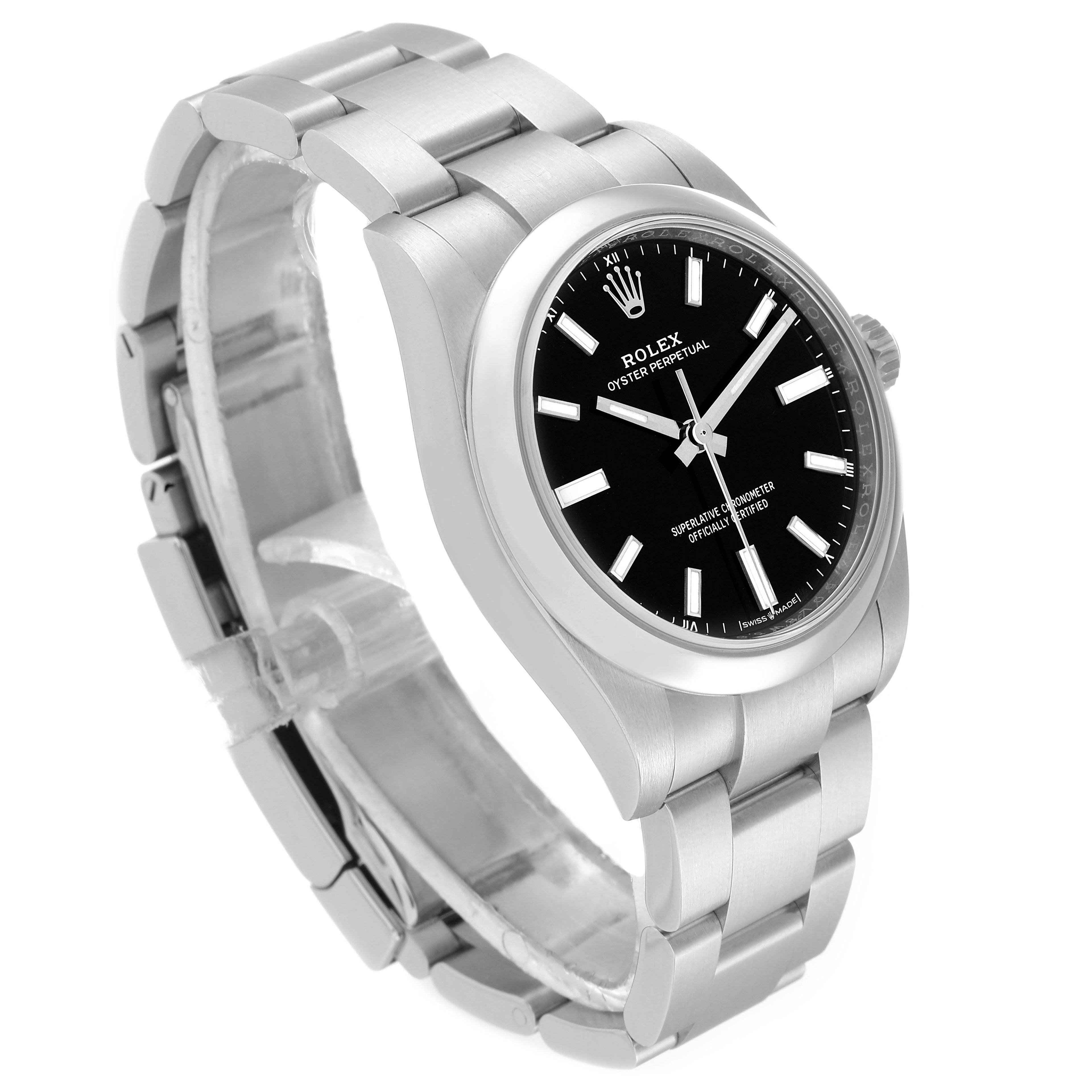 Rolex Oyster Perpetual 34mm Black Dial Steel Mens Watch 124200