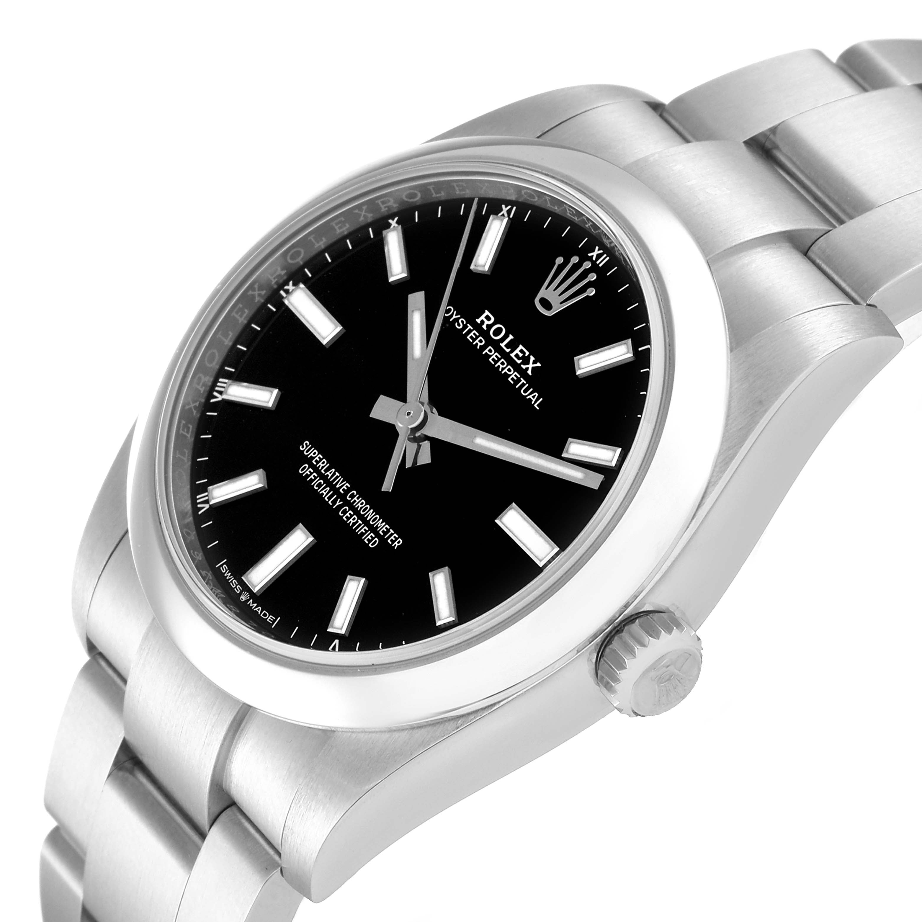 Rolex Oyster Perpetual 34mm Black Dial Steel Mens Watch 124200